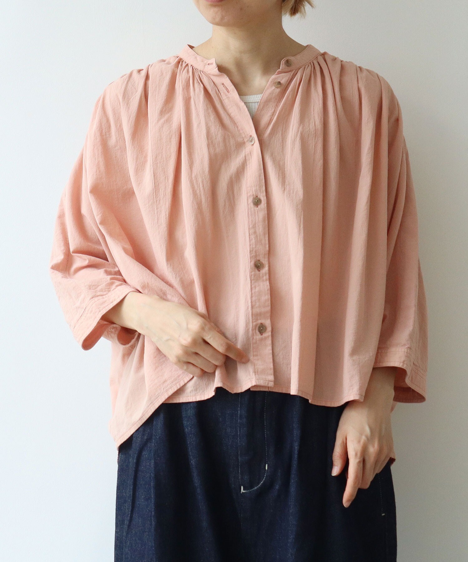 AMBIDEX Store high twist/コットン product dye 2way ブラウス