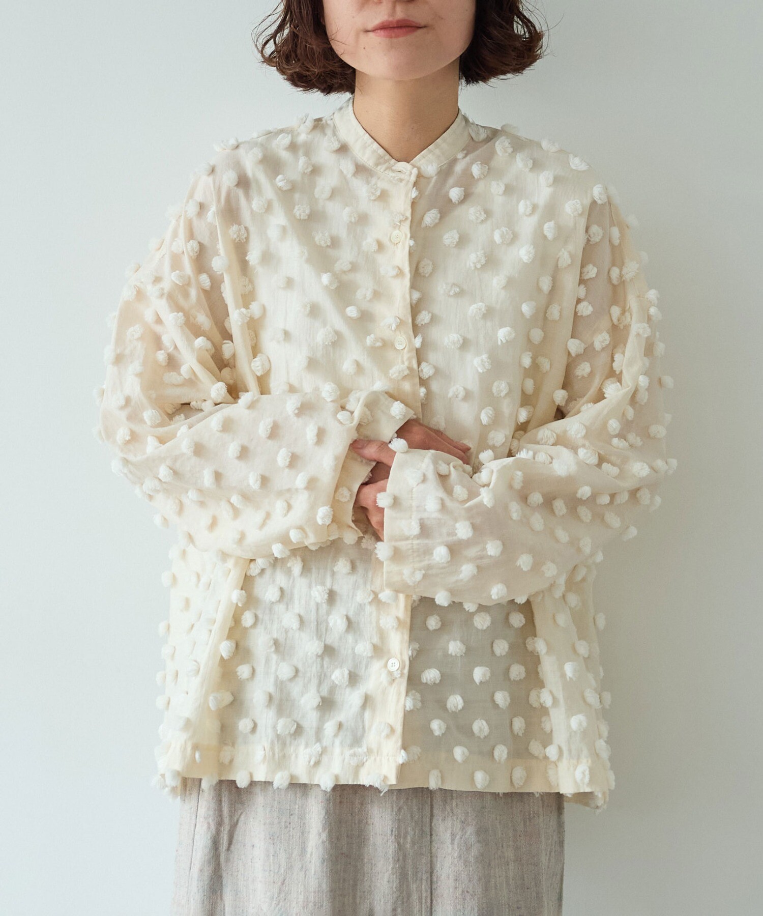 AMBIDEX Store △コットンナイロン dotジャカード wide シャツ(F