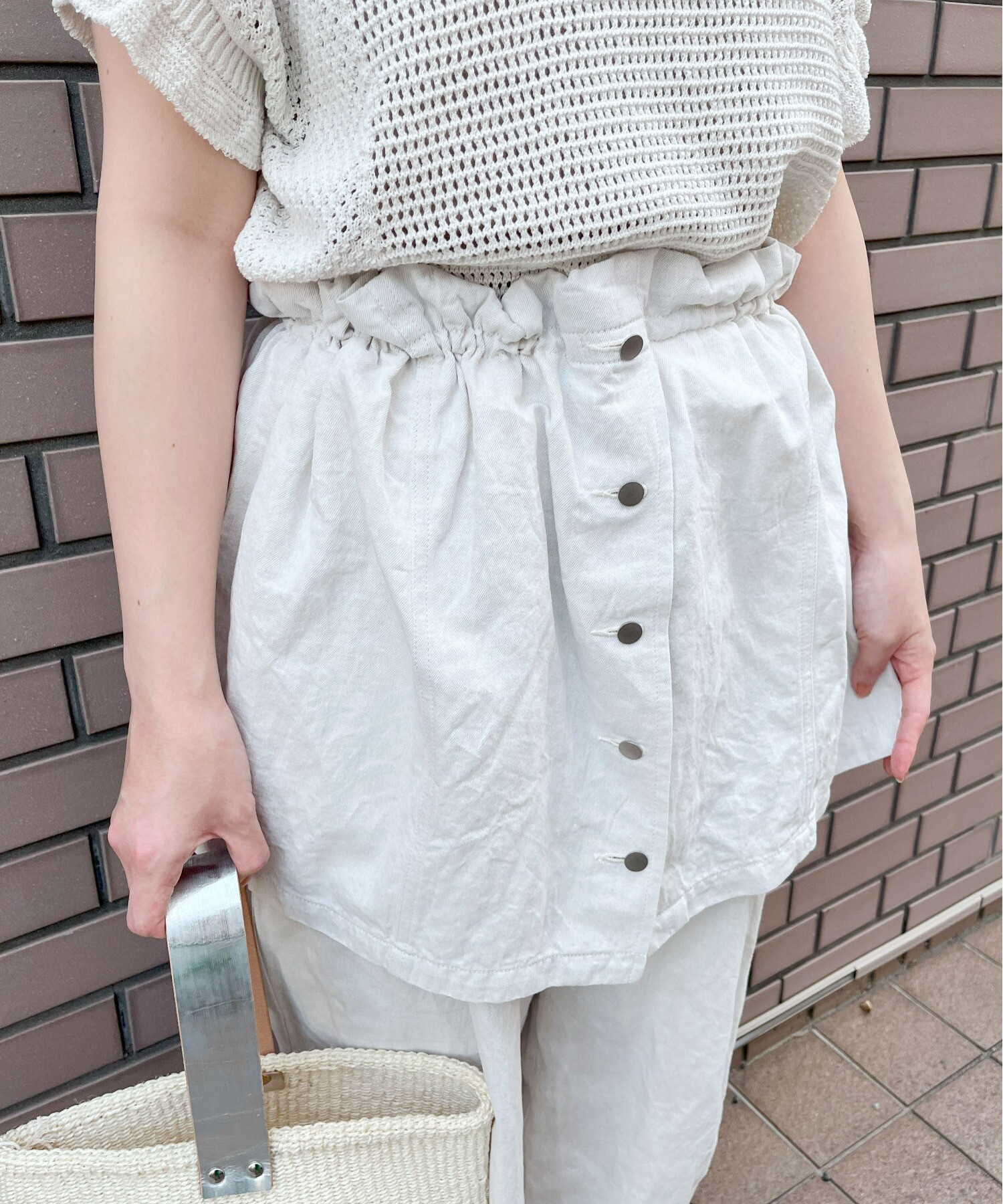 AMBIDEX Store ○コットンリネンデニム ビスチェ(F シロ): yuni