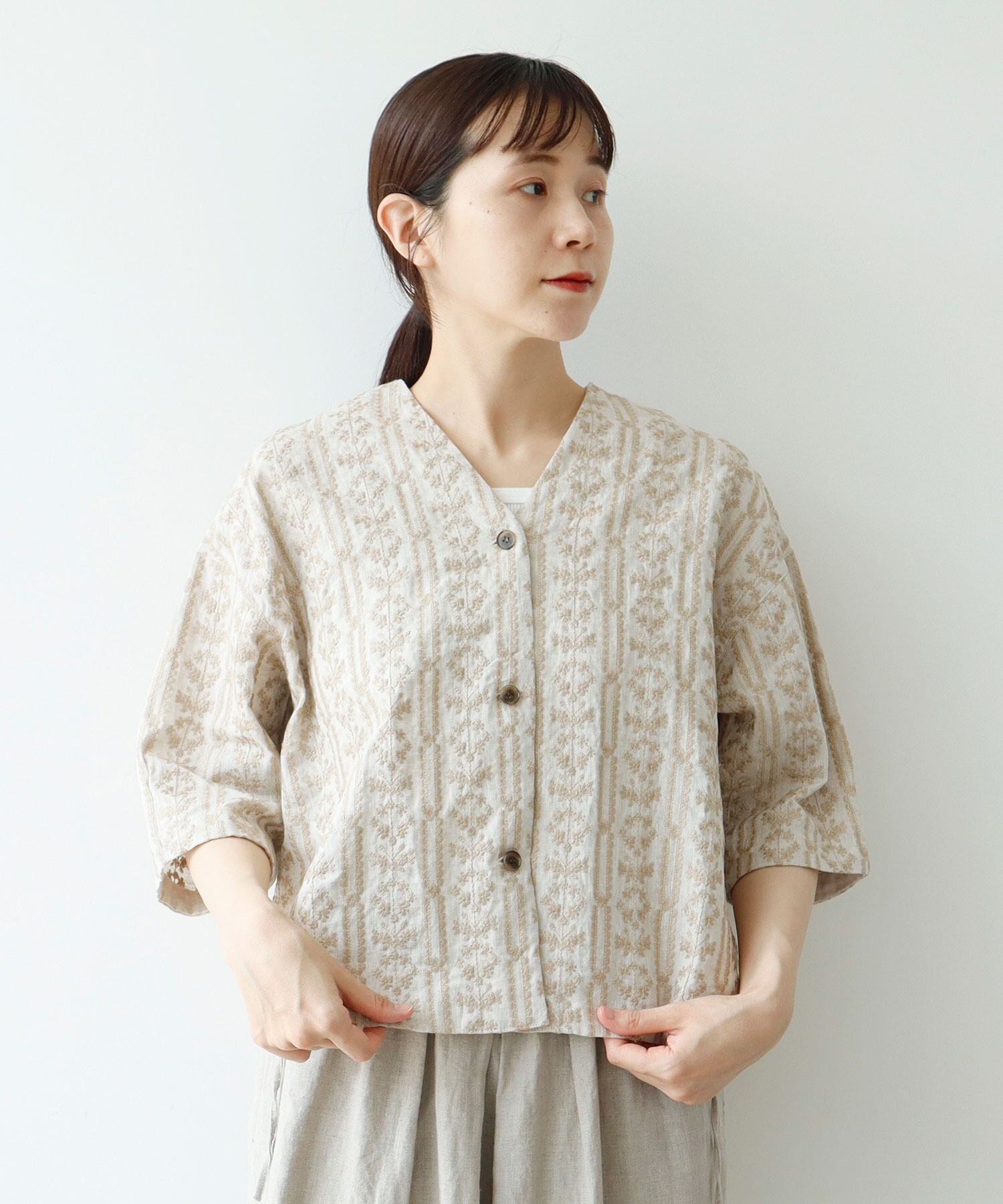 AMBIDEX Store △L/embroidely haori ブラウス(F クロ): yuni