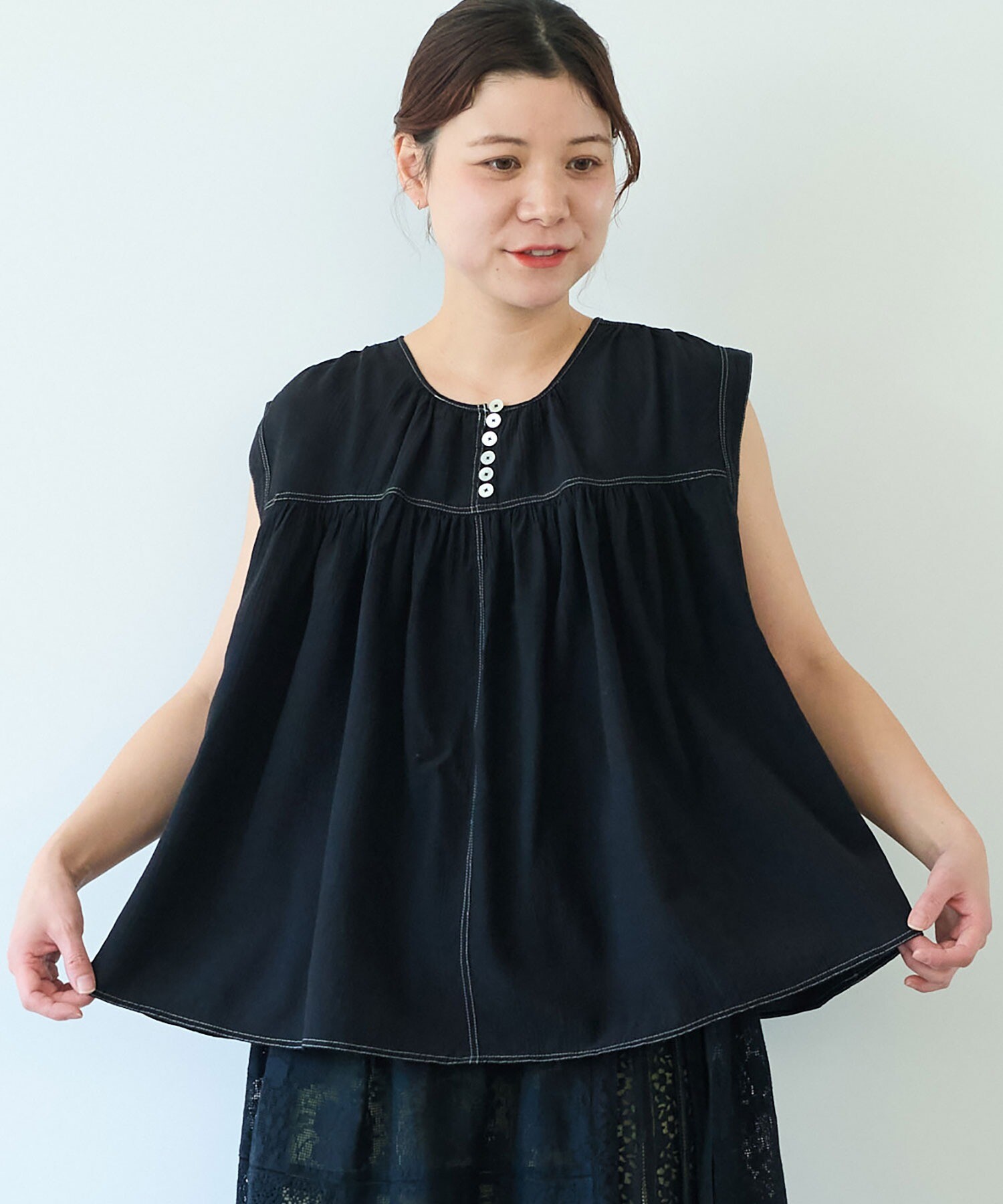 MA*RS】アーム付きクロス刺繍ブラウス - ホワイト size-F | 地雷