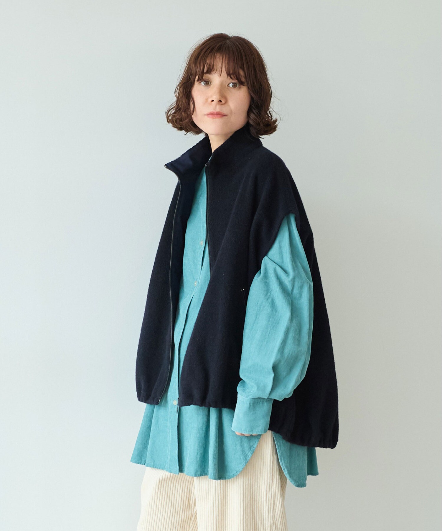 AMBIDEX Store ○コットンウールカシミアボア コクーンベスト(F コン