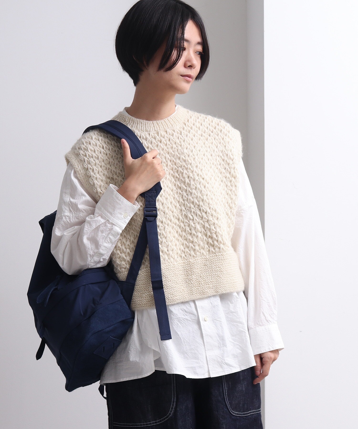 AMBIDEX Store ○ネパールハンドニット short vest(F クロ): yuni