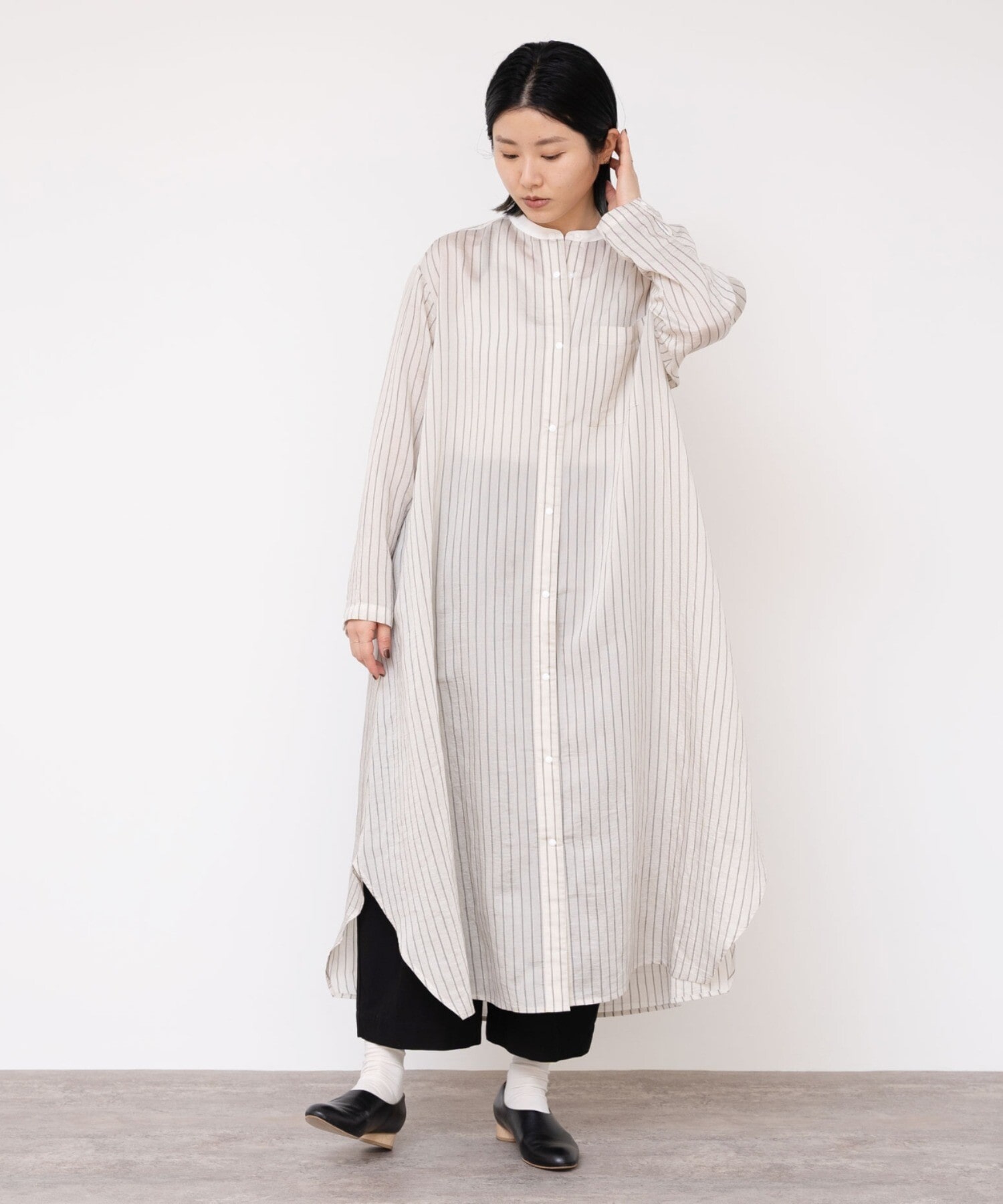 AMBIDEX Store ○CALVIA ストライプ サークル シャツワンピース stripe ...