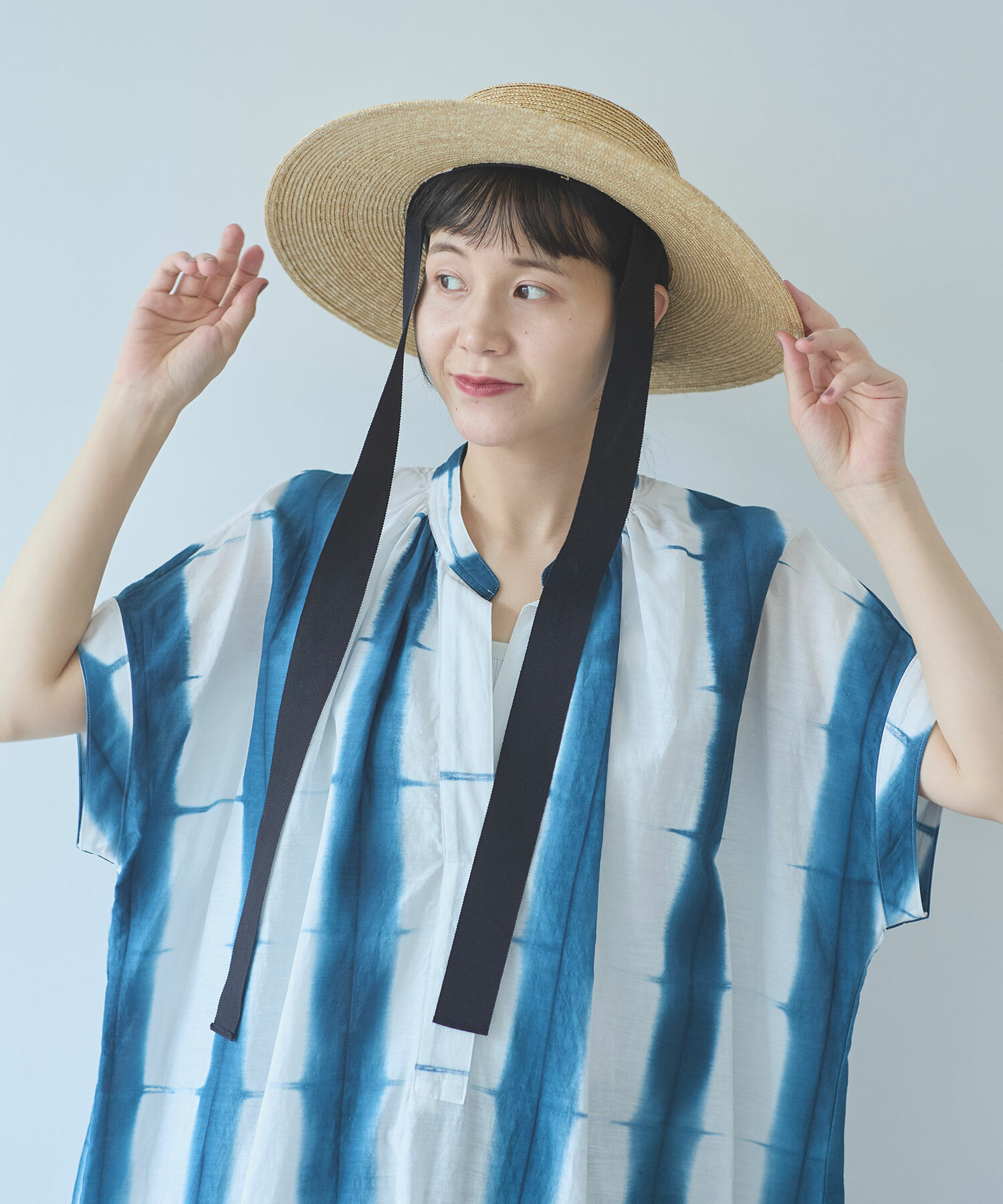 AMBIDEX Store コットン/キュプラ/リネン 板染め kaftan ワンピース(F