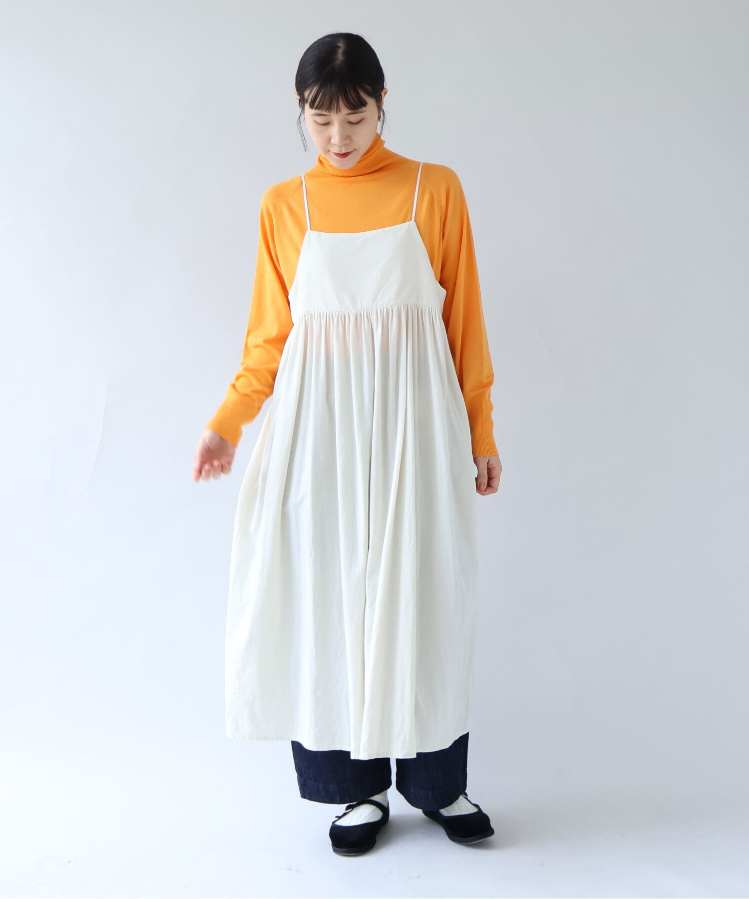 AMBIDEX Store ○シャンブレーコールビスチェワンピース(F シロ): yuni