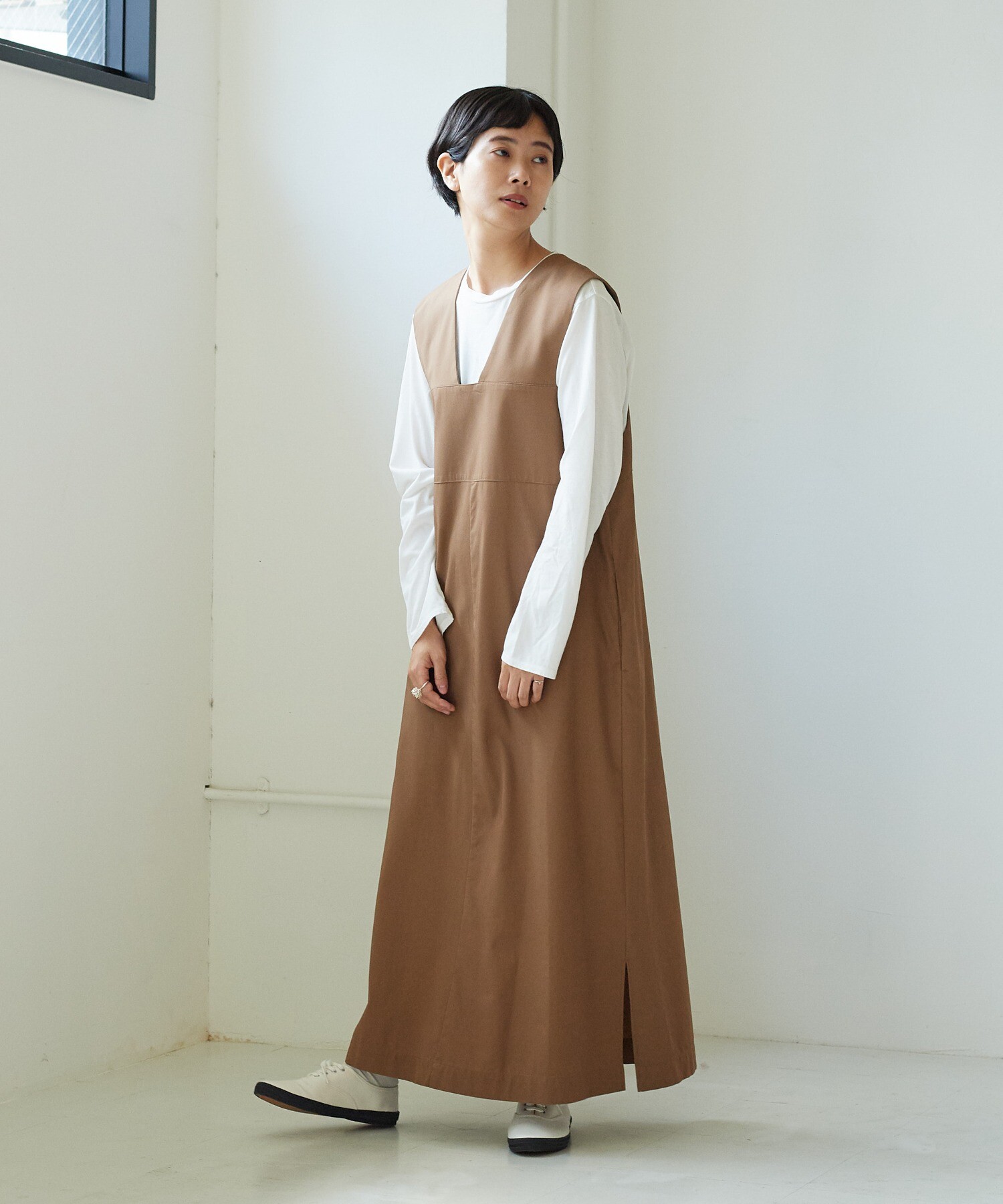 AMBIDEX Store 80/2強撚ギャバコットン jumper skirt(F クロ): yuni
