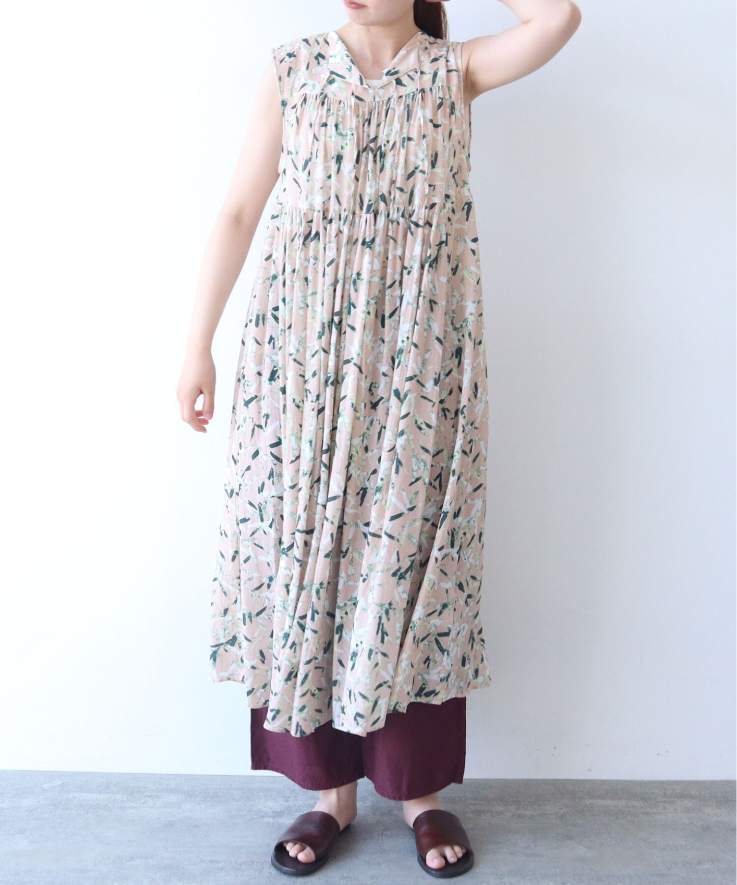 AMBIDEX Store ボタニカル ペプラム ワンピース(F ピンク): yuni