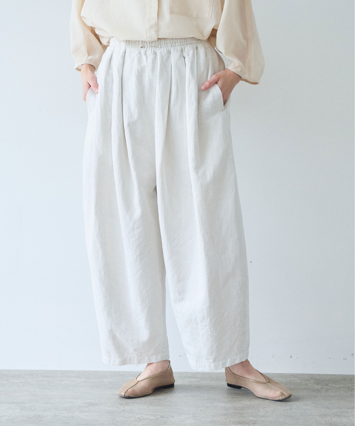 AMBIDEX Store 【予約販売】Cotton/Linen denim wide cocoon パンツ(F
