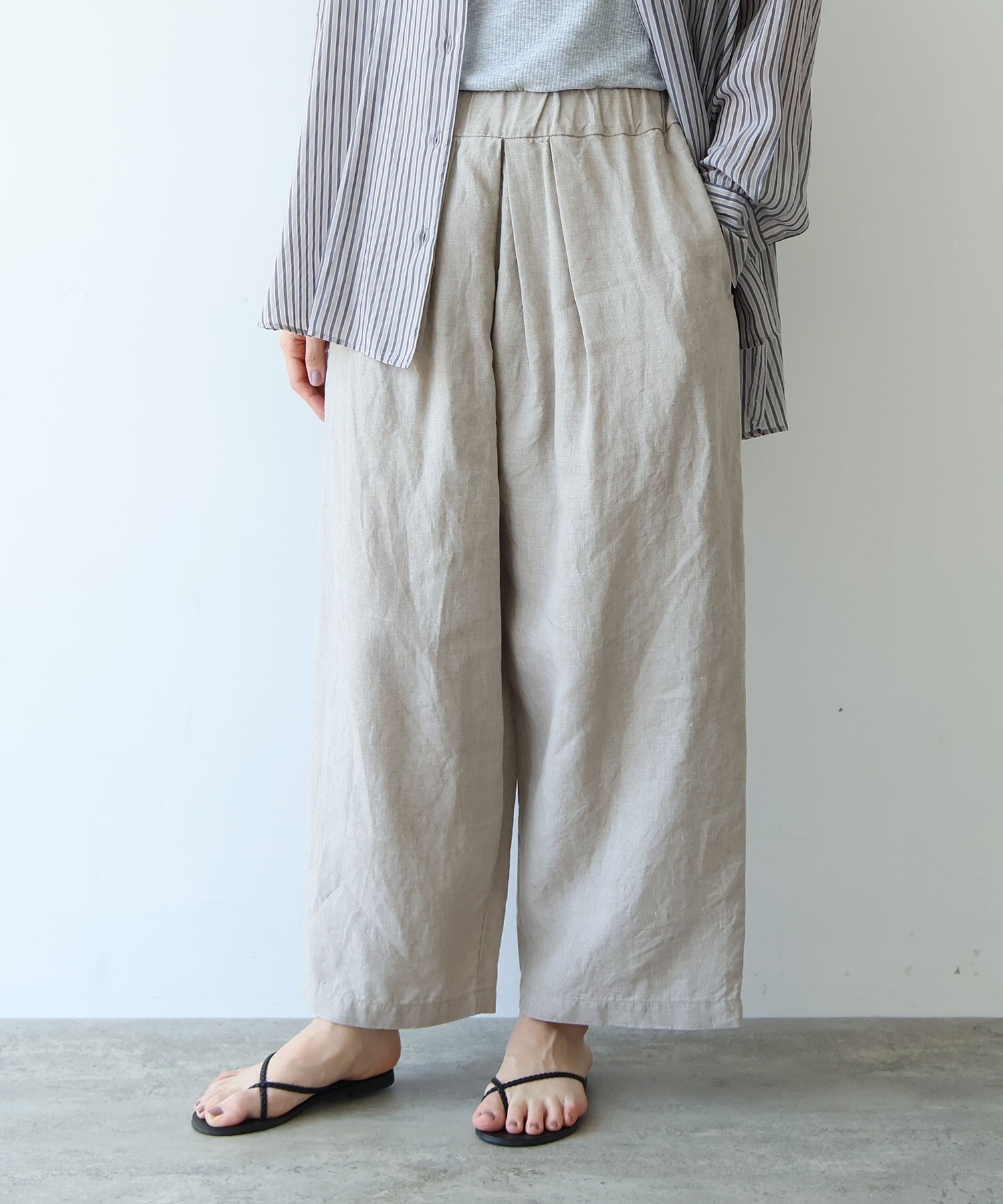 AMBIDEX Store 【予約販売】40/1 Linen easy gum tack パンツ(M