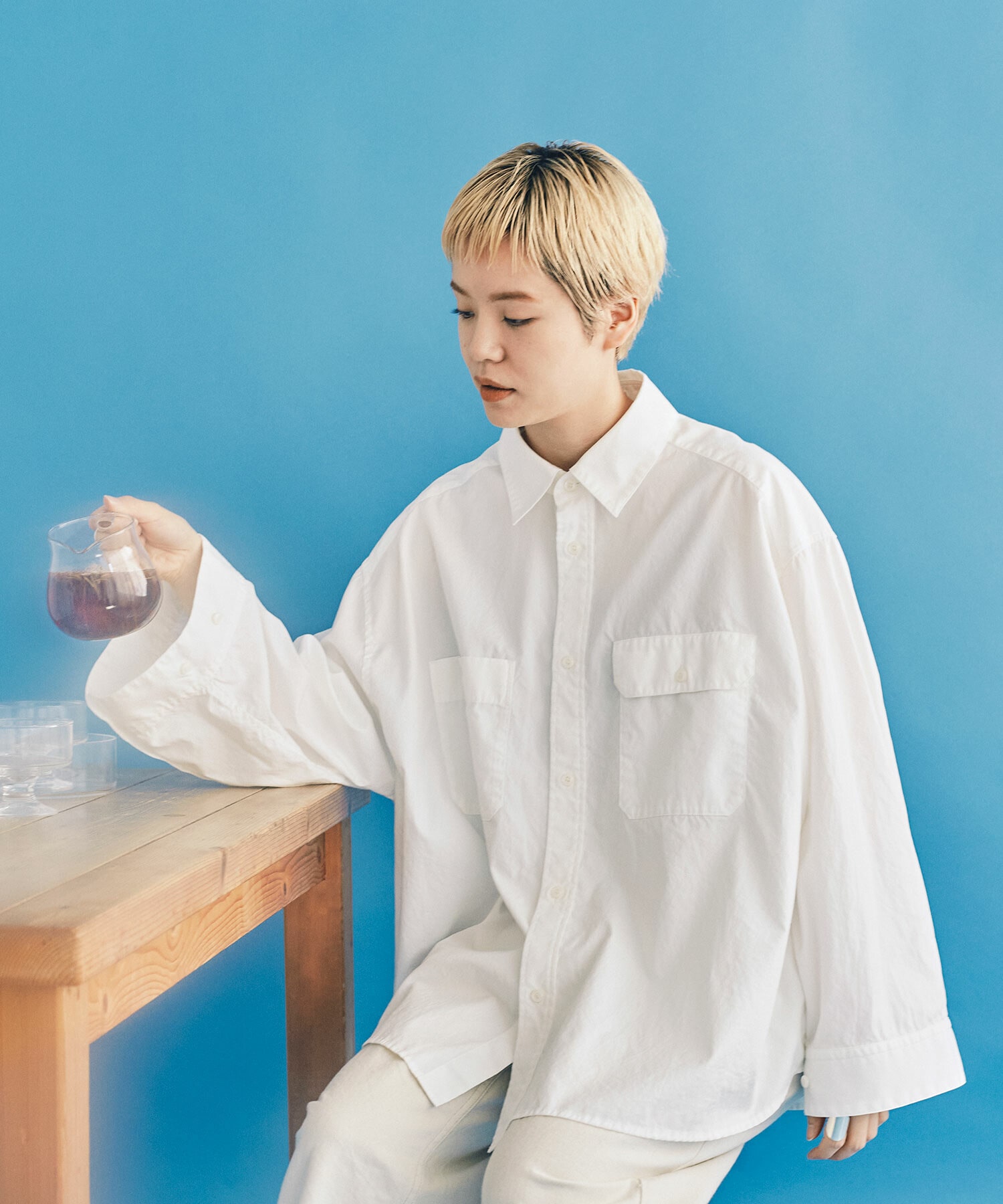 AMBIDEX Store △FINX OX WIDE SLEEVE SHIRTS(F OX WHITE): FLAT-cic