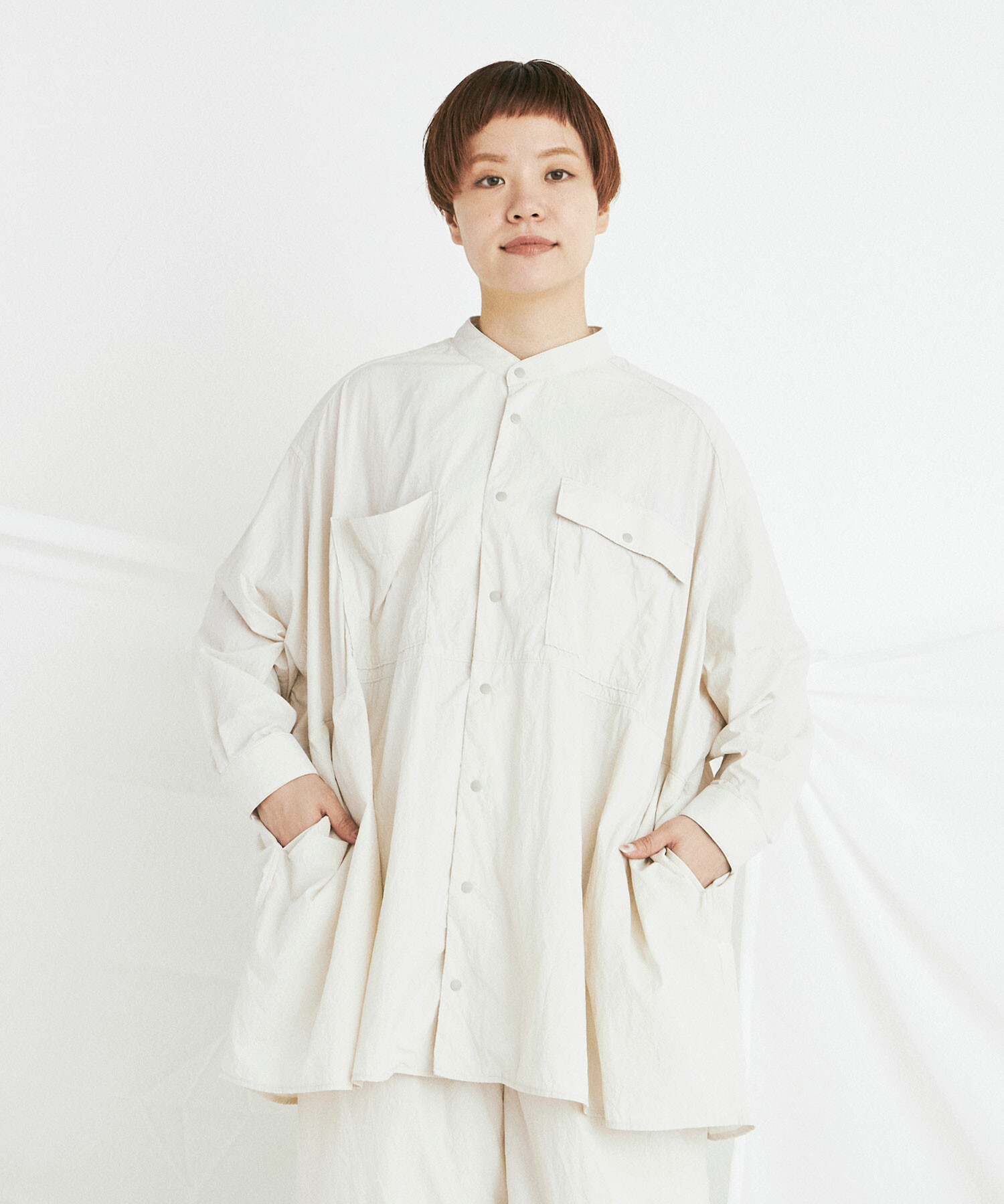 AMBIDEX Store 45d NYLON伊吹染め PAPA シャツ(F IVORY): buoybuoy