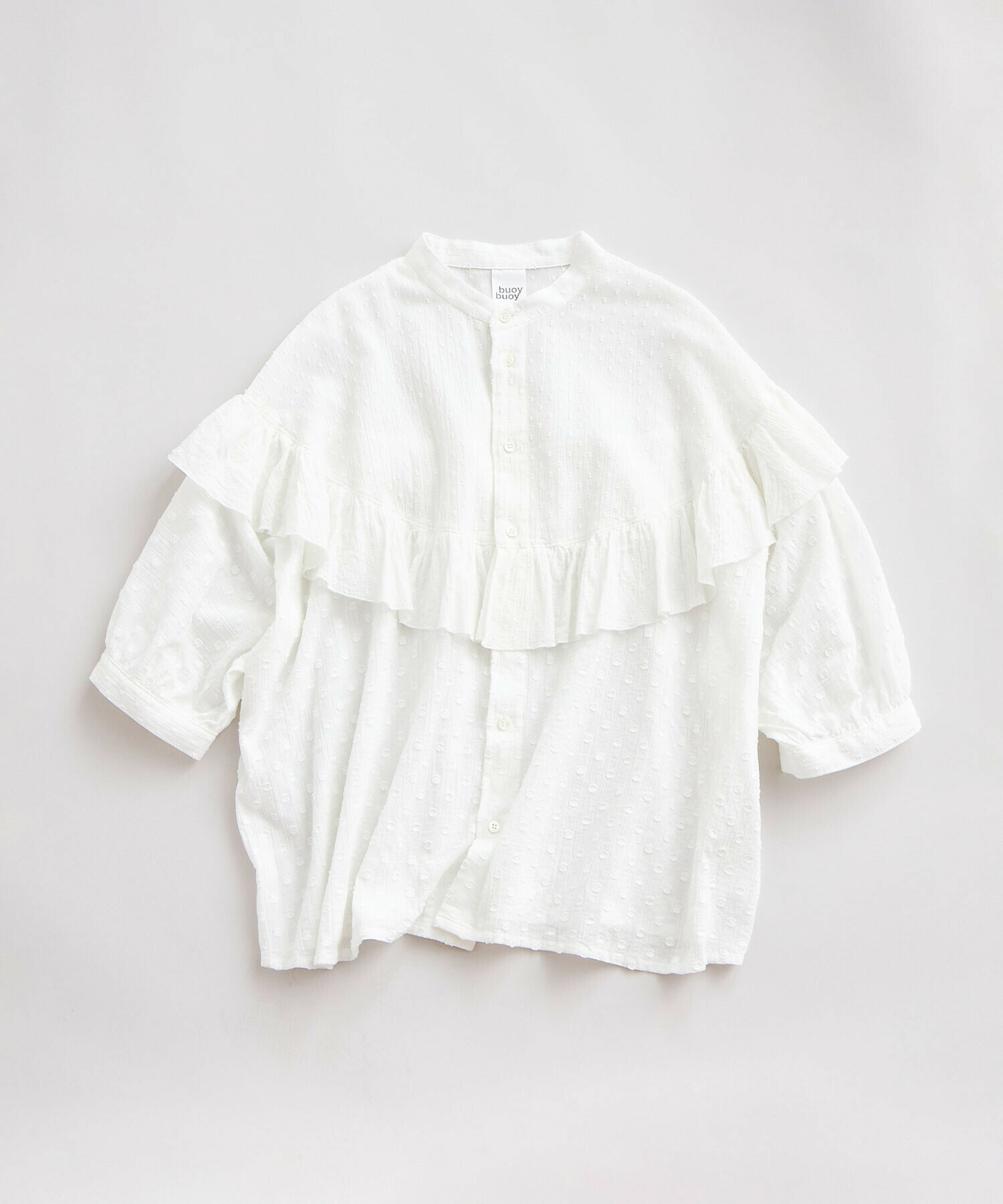 AMBIDEX Store DOT CUT DOBBY ROUND FRILL ブラウス(F WHITE): buoybuoy