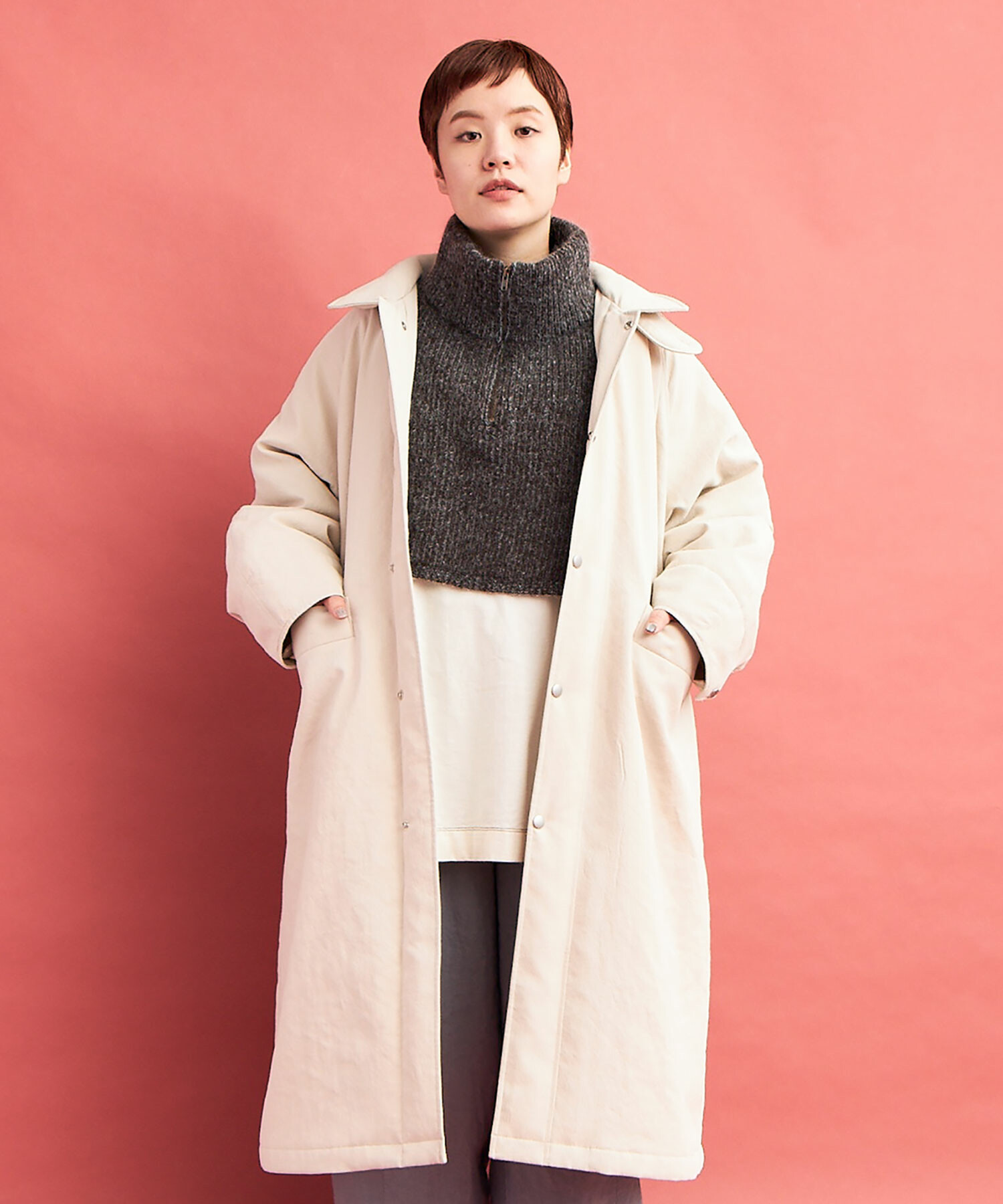 AMBIDEX Store ○LIGHT DICROS AIRO ステンカラーコート(F BLACK