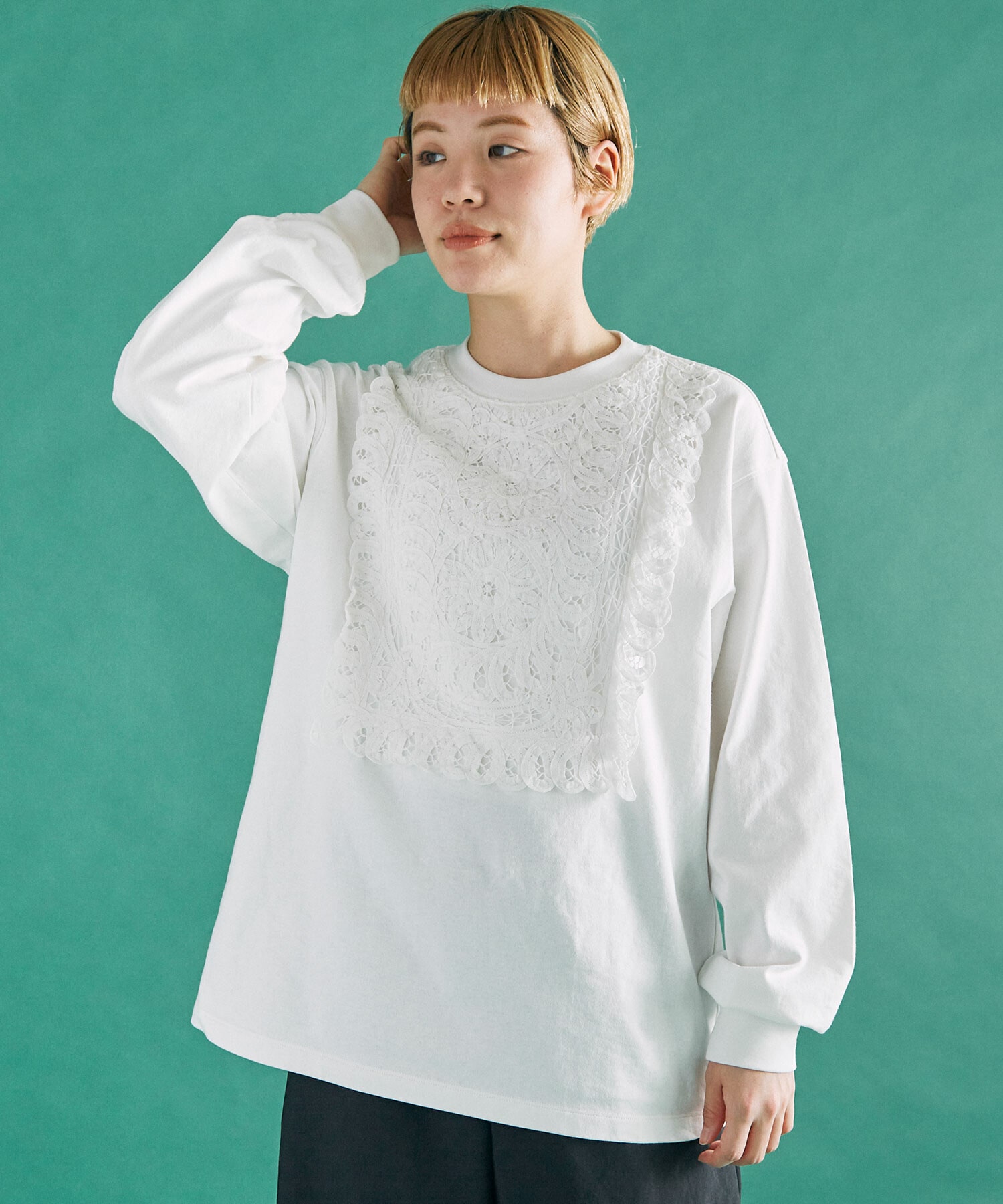 AMBIDEX Store △○バテンレース BIB Tシャツ(F WHITE): FLAT-cic-HATENA