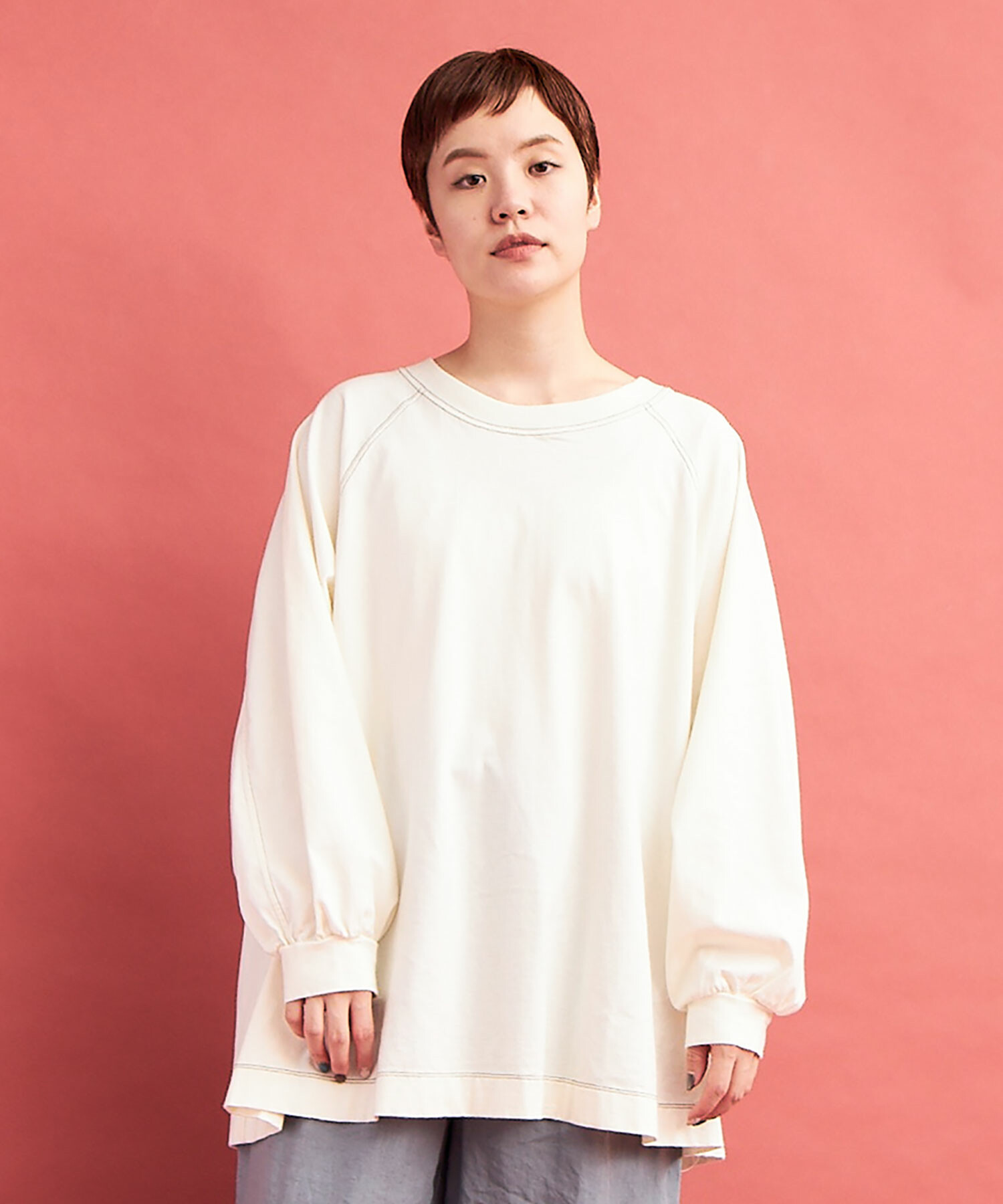 AMBIDEX Store ○lunafa天竺 RAGLAN T-シャツ(F IVORY): FLAT