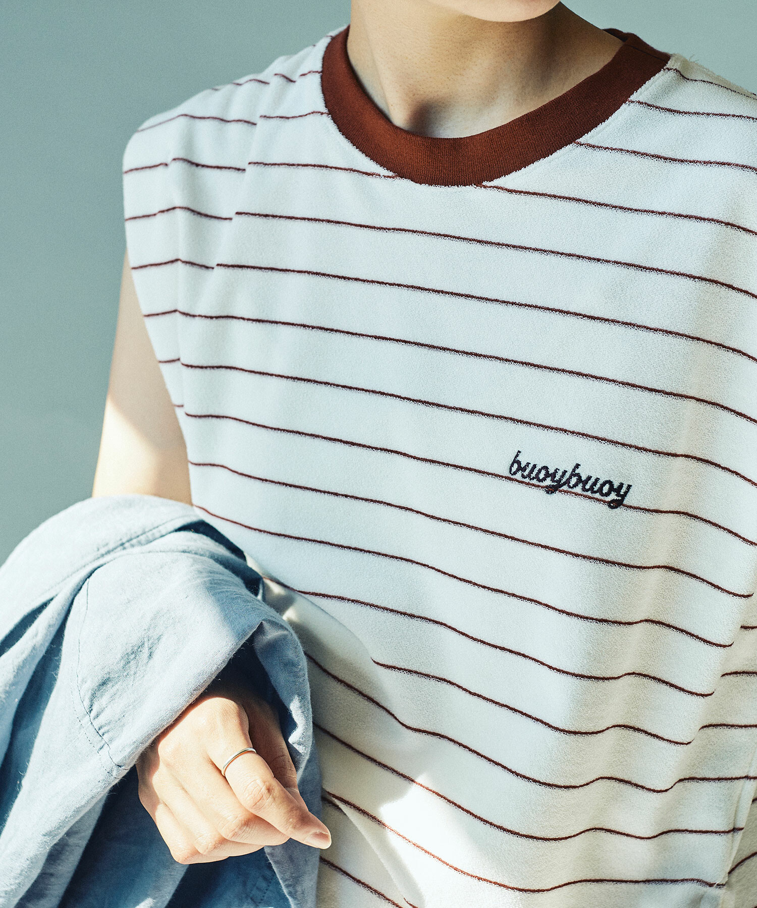 AMBIDEX Store ○pil border MINI プルオーバー(F WHITE×RED): FLAT  