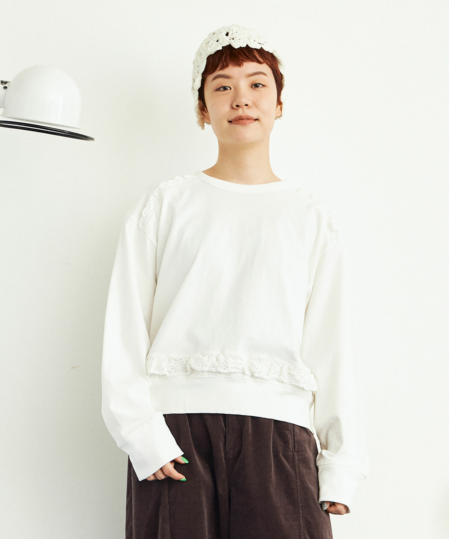 AMBIDEX Store ○cotton lace SHORT プルオーバー(F WHITE