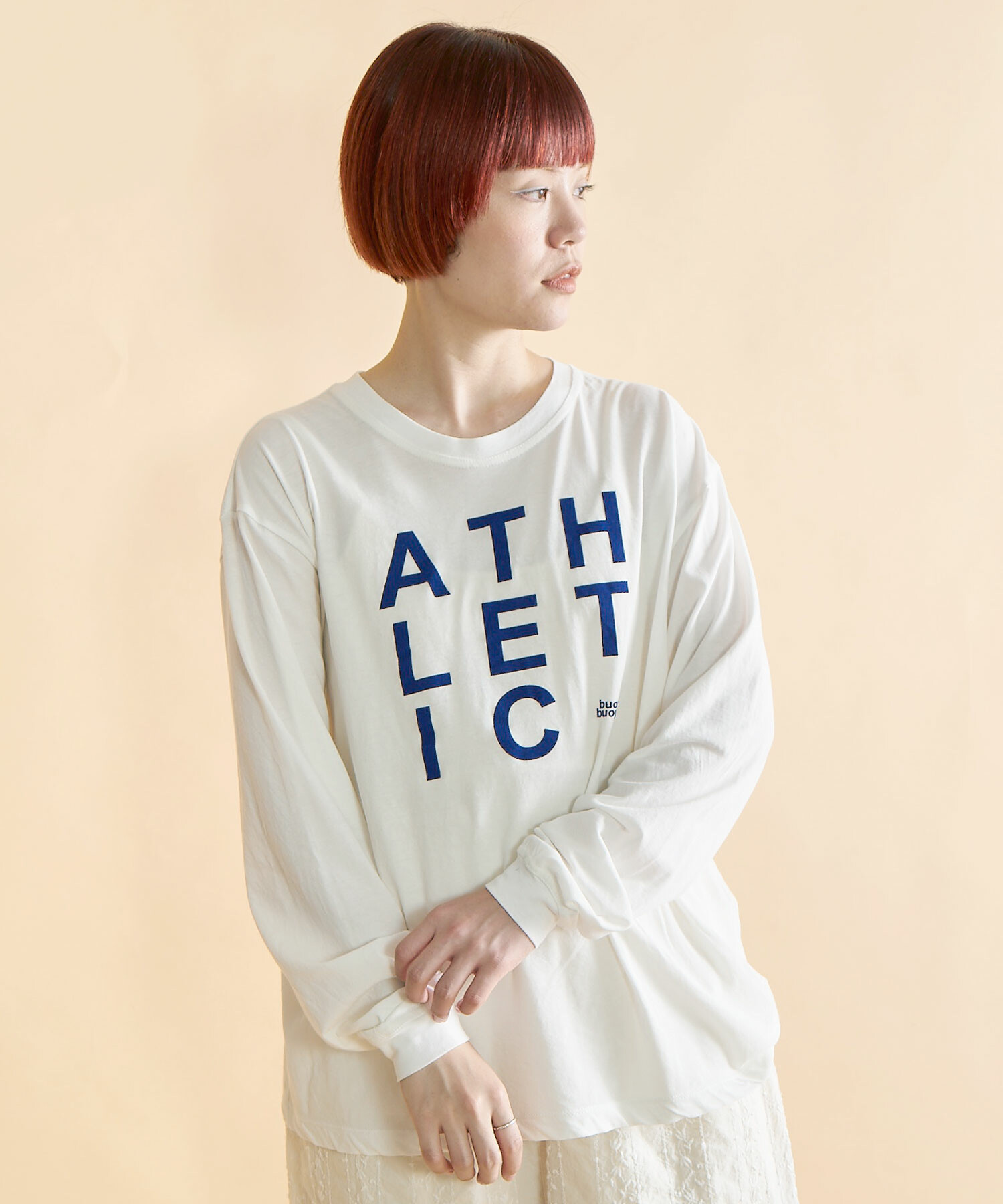 AMBIDEX Store ○GV天竺LOGO ATHLETIC T-シャツ(F OFF WHITE): FLAT 