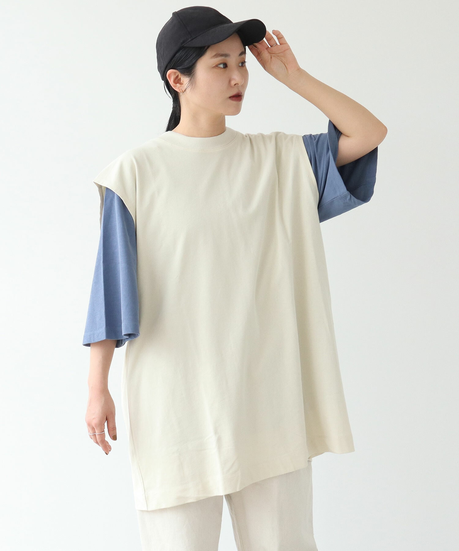 AMBIDEX Store ○VINTAGE TWIST BIG BIB T-シャツ(F GREEN): FLAT-cic