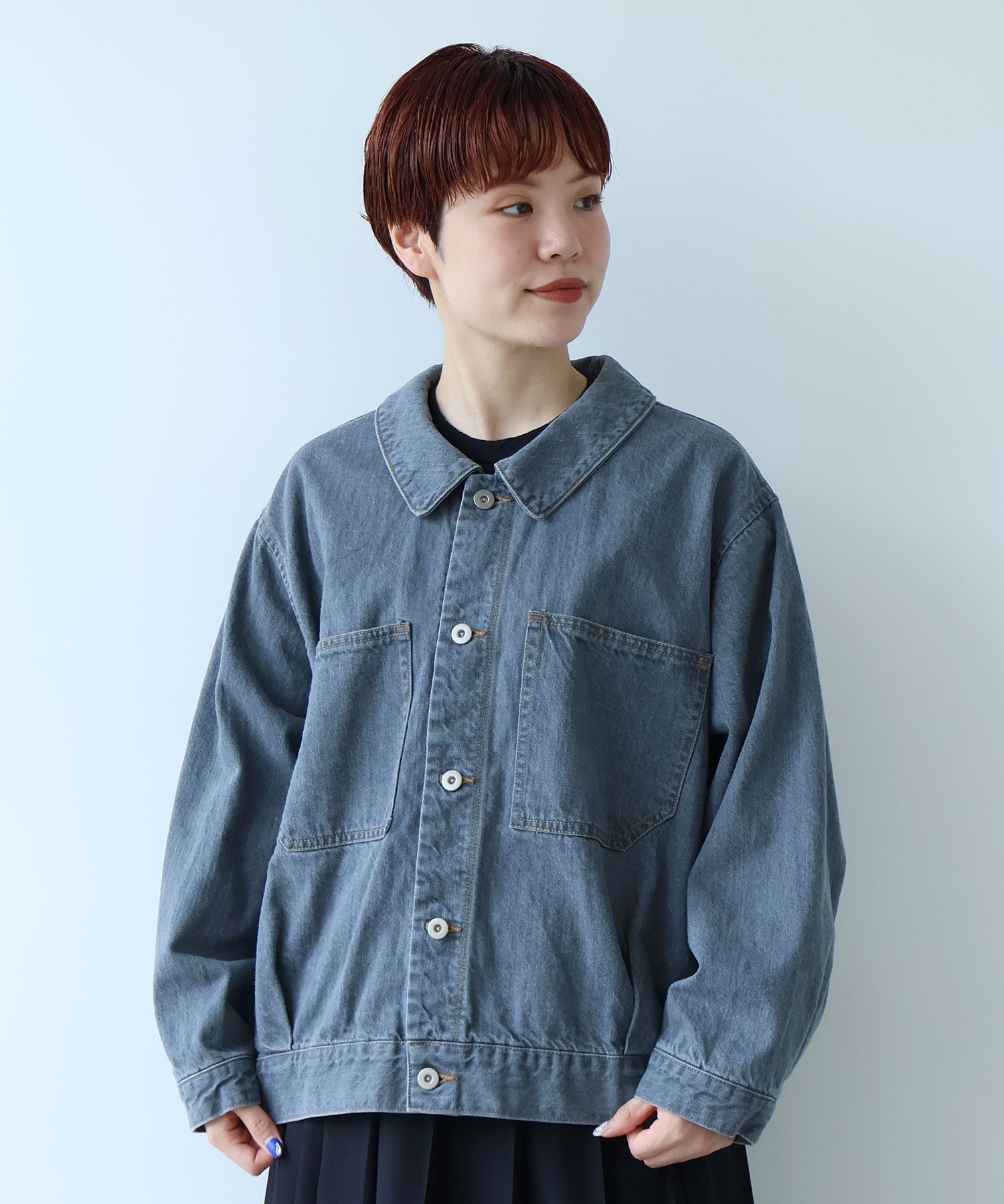 ジャケット・アウター CHINO DENIM DOCKING JACKET DENIM CROPPED ZIP TRUCKER JK（デニムジャケット）｜WYM LIDNM