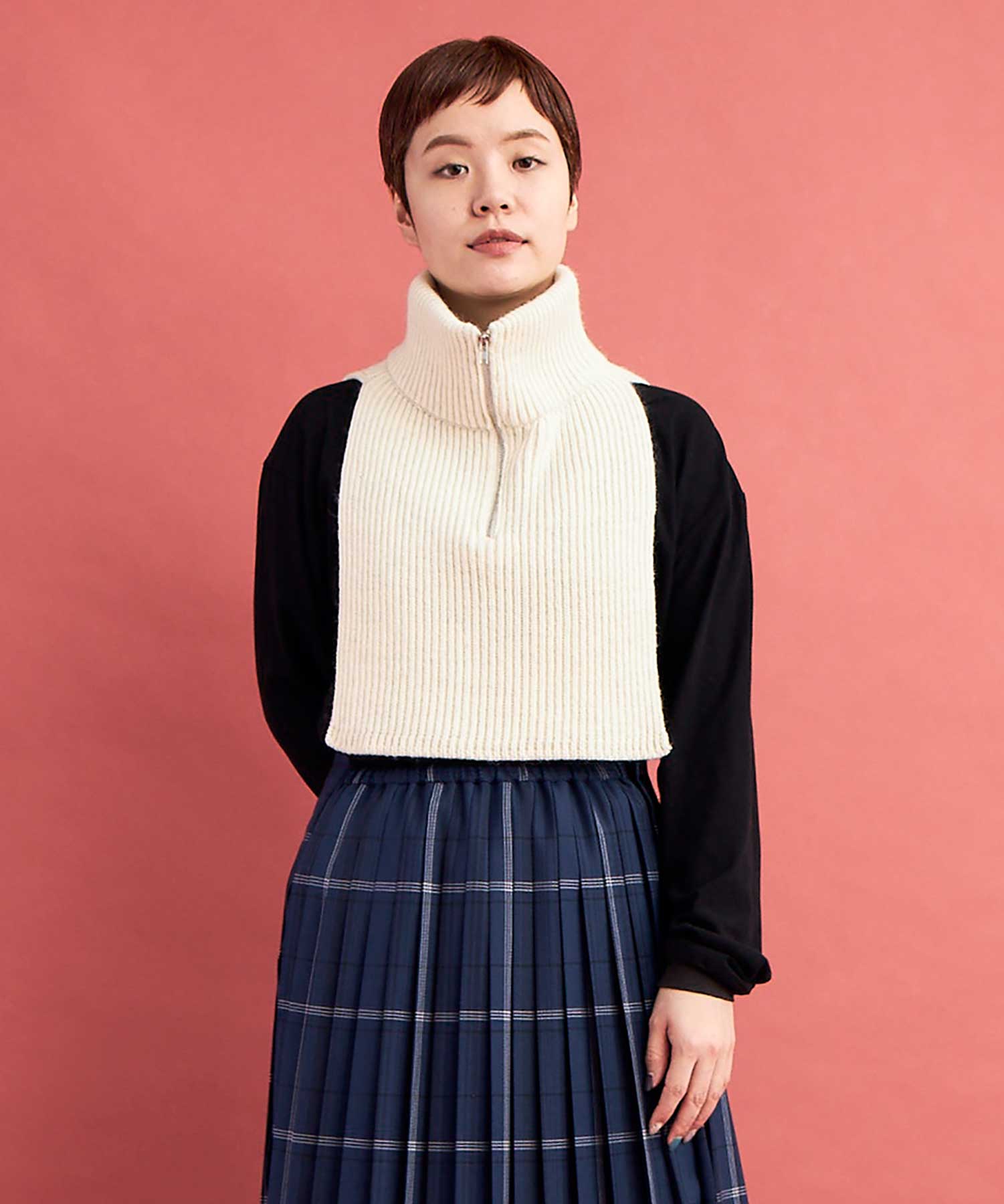 AMBIDEX Store ○WOOL/MOHAIR HALF-ZIP マフラー(F mix BROWN): buoybuoy