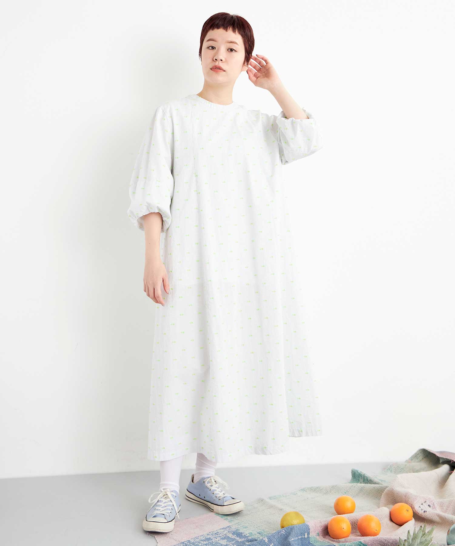 AMBIDEX Store ○CUT DOBBY バルーンドレス(F WHT×YEL): FLAT