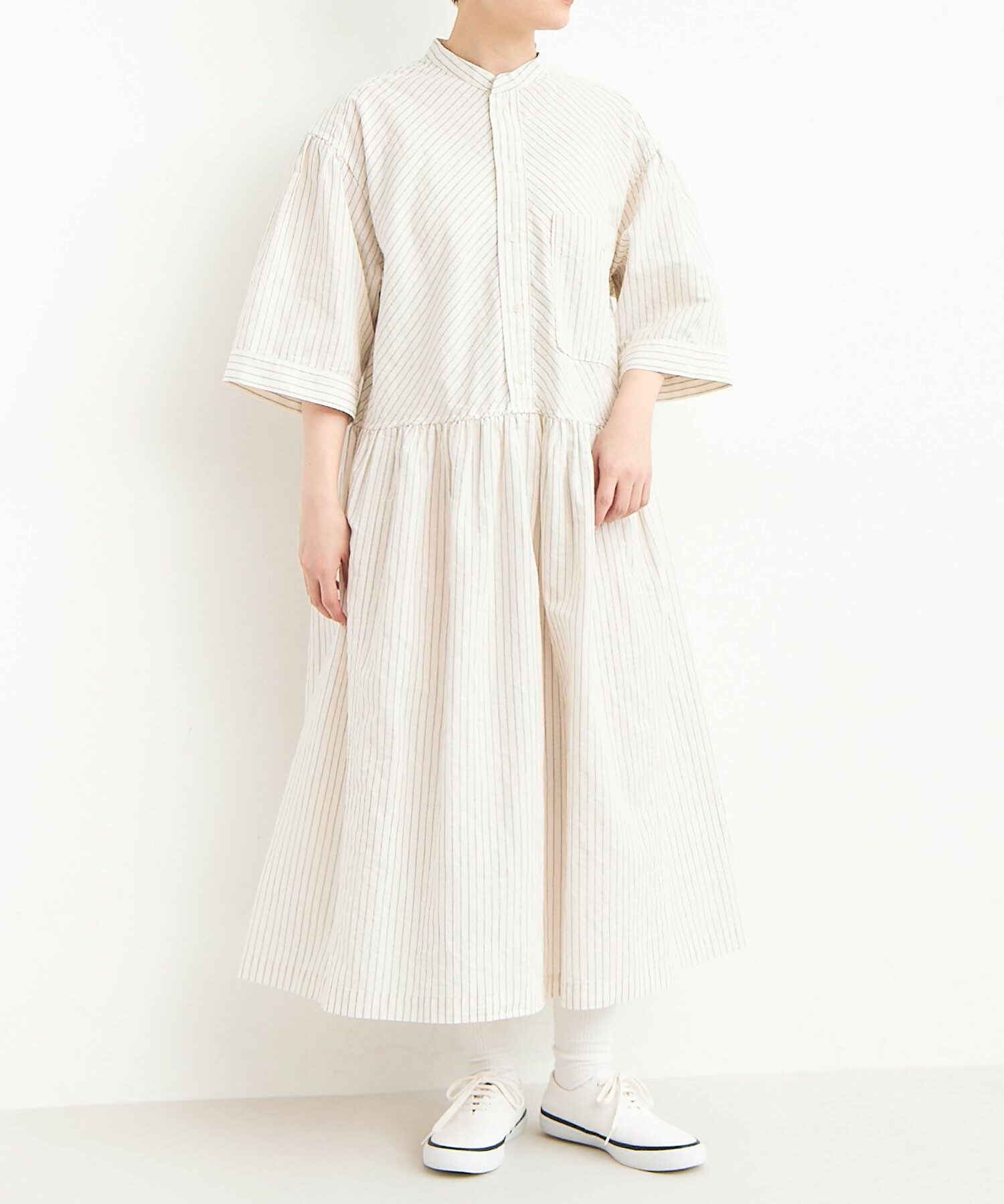 AMBIDEX Store ○ORGANIC コットン/リネン シャツドレス(F IVORY