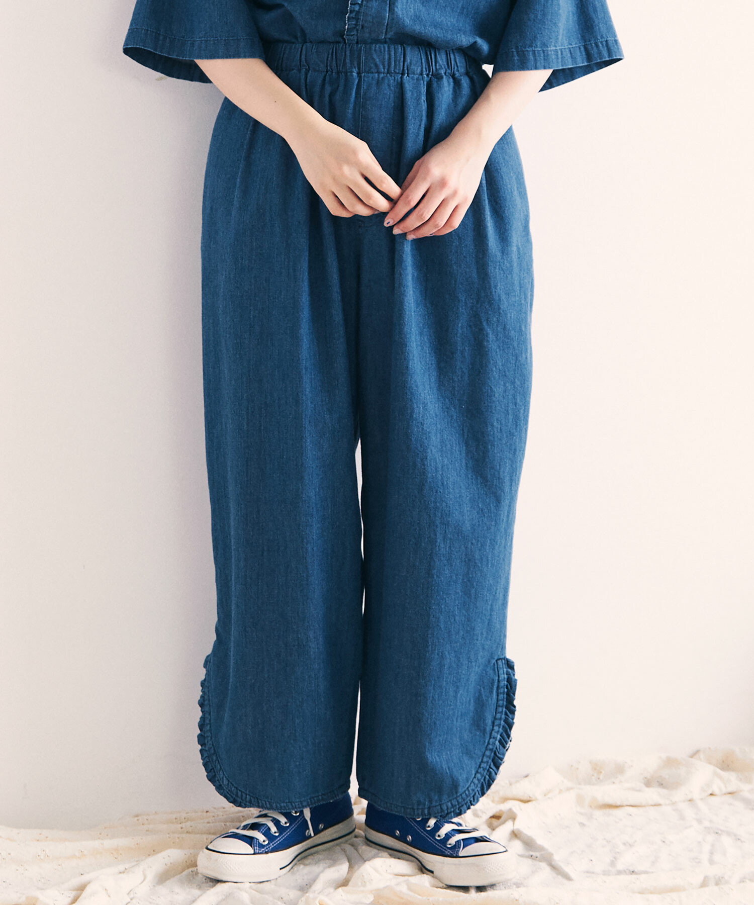 AMBIDEX Store 【予約販売】○FRILL TACK EASY パンツ(F LT.BLUE 