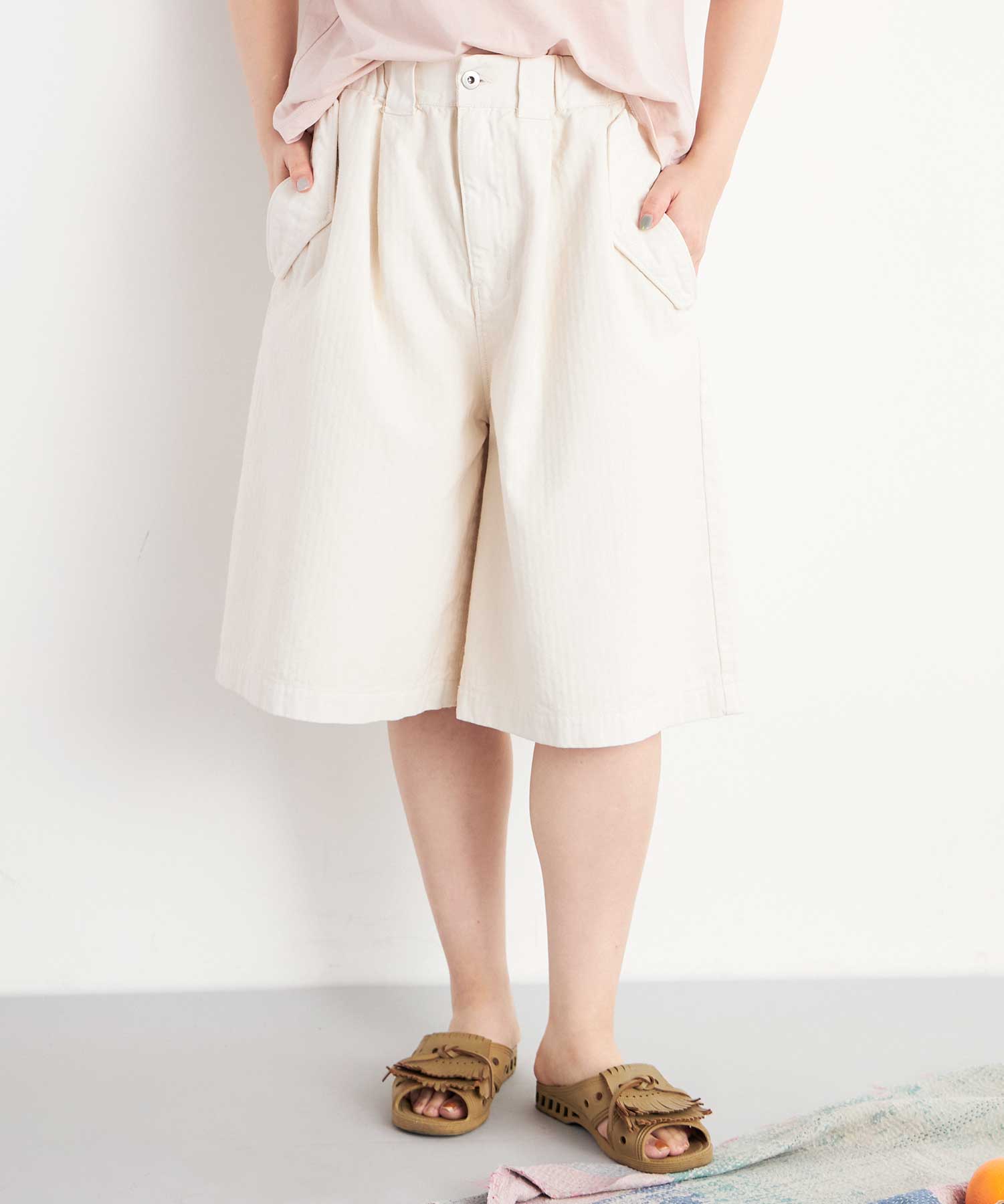 buoybuoy　へリンボン顔料 SHORT パンツ AMBIDEX Store △○へリンボン顔料 SHORT パンツ(F GREY): FLAT