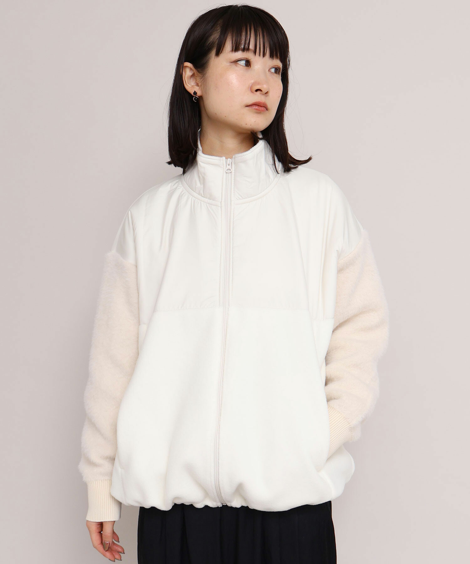 AMBIDEX Store フリースドッキング スタンドカラー ブルゾン(F クロ): iki