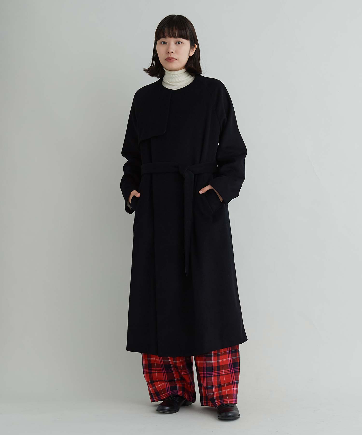 AMBIDEX Store 〇ウールカシミヤショートビーバー ノーカラートレンチ ...