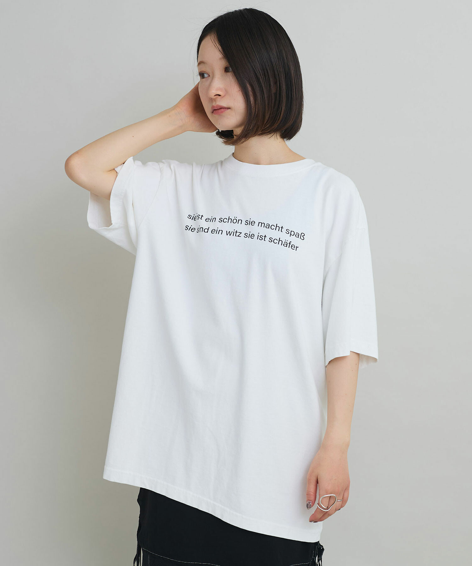 AMBIDEX Store 〇製品染めロゴプリント BIG Tシャツ(F シロ): iki