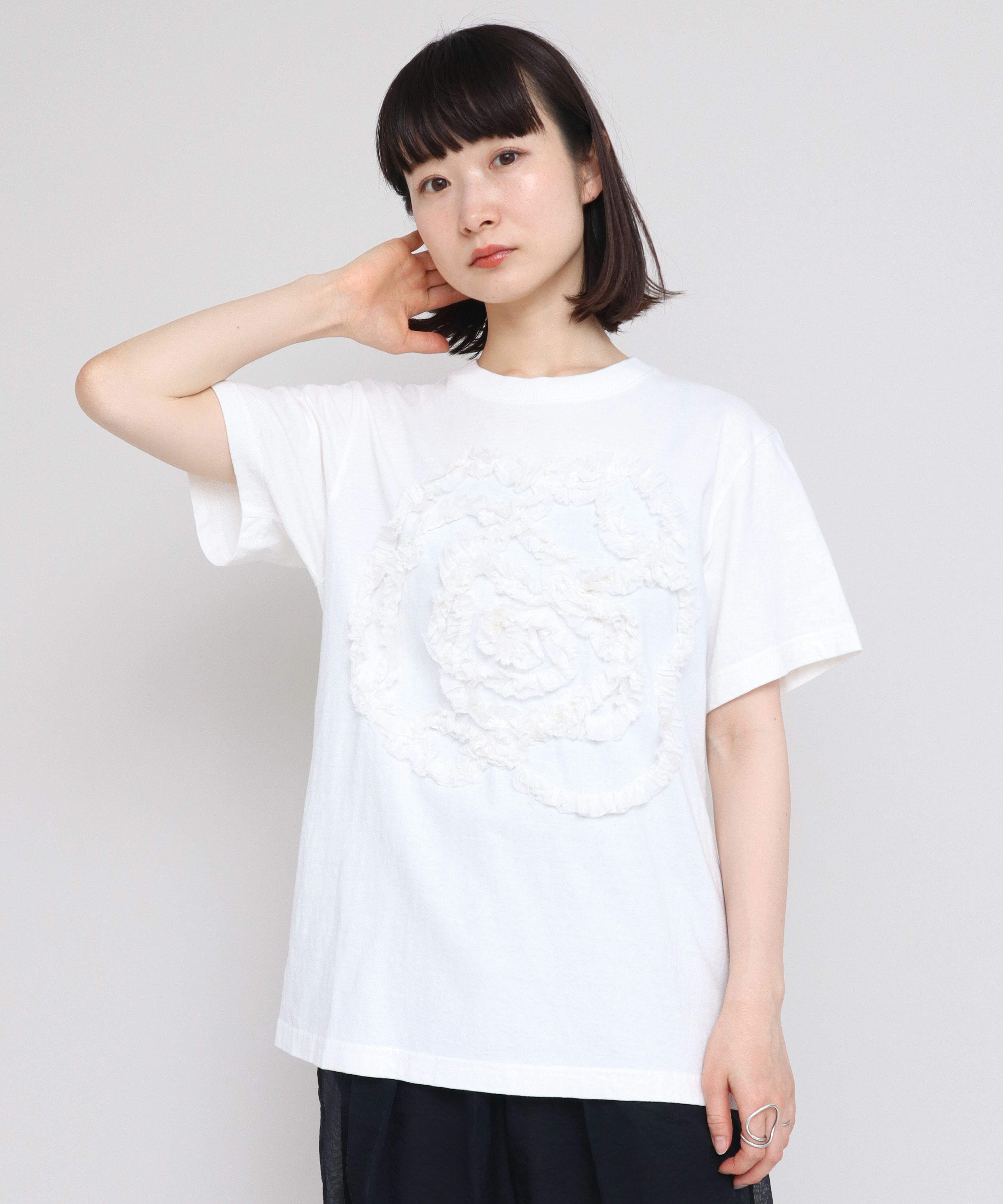 AMBIDEX Store △セミコーマ天竺 テープ刺繍 Tシャツ(F クロ): iki