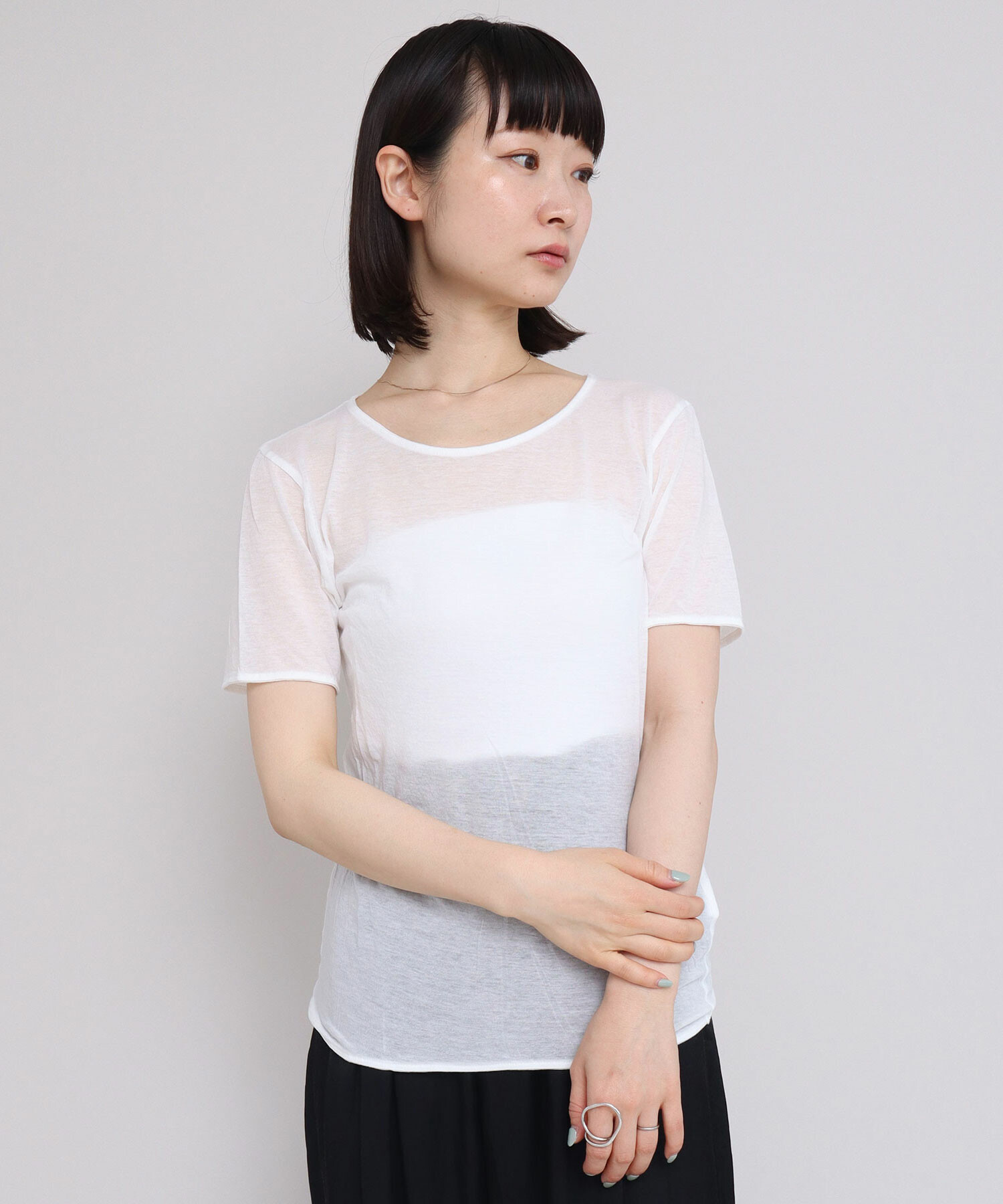 AMBIDEX Store △キュプラ綿天竺 半袖プルオーバー(F クロ): iki
