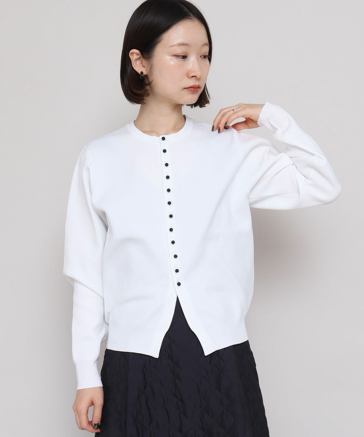R*I様 プリーツプリーズ　白　カーディガン　前ボタン付き PLEATS PLEASE ISSEY MIYAKE - PLEATS PLEASE(プリーツプリーズ