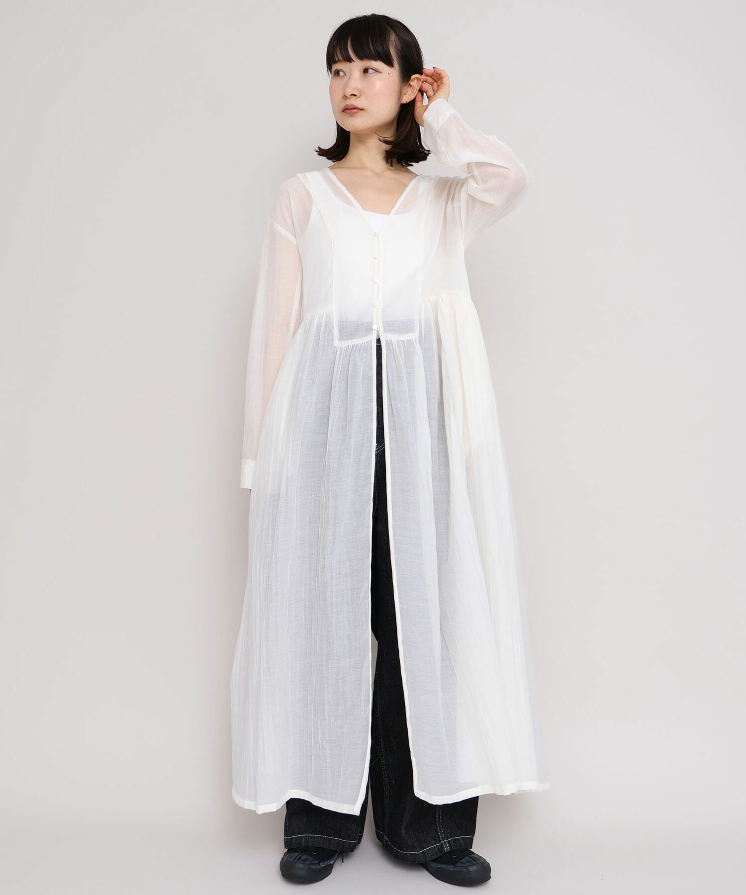 tricot COMME des GARÇONS 白✕綿✕麻ロング丈ワンピース tricot COMME des GARÇONS 白✕綿✕麻ロング丈ワンピース