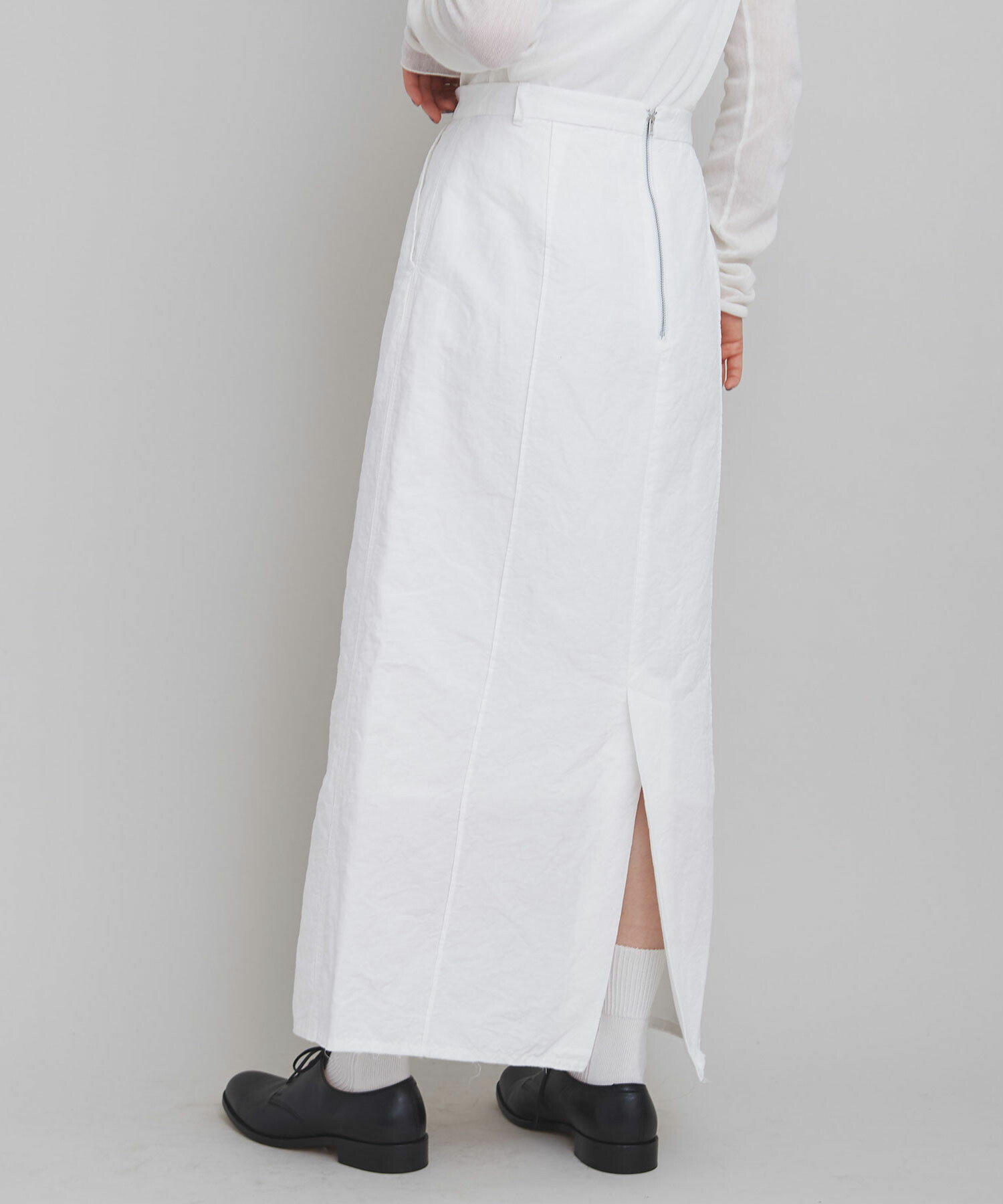 AMBIDEX Store 〇コットンリネン高密度ウェザー Iラインロングスカート  