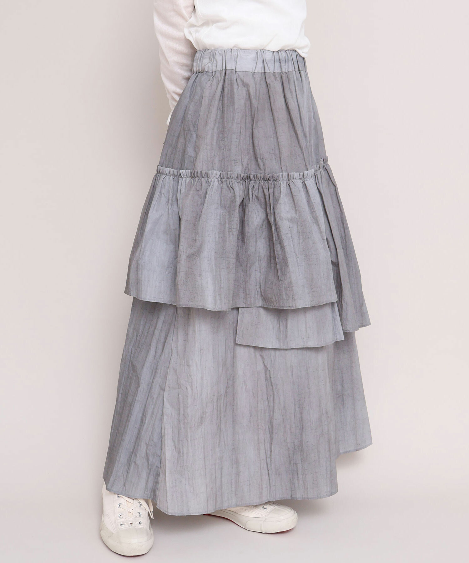 AMBIDEX Store 〇ナイロンタフタ流し染め アシメティアード スカート(F