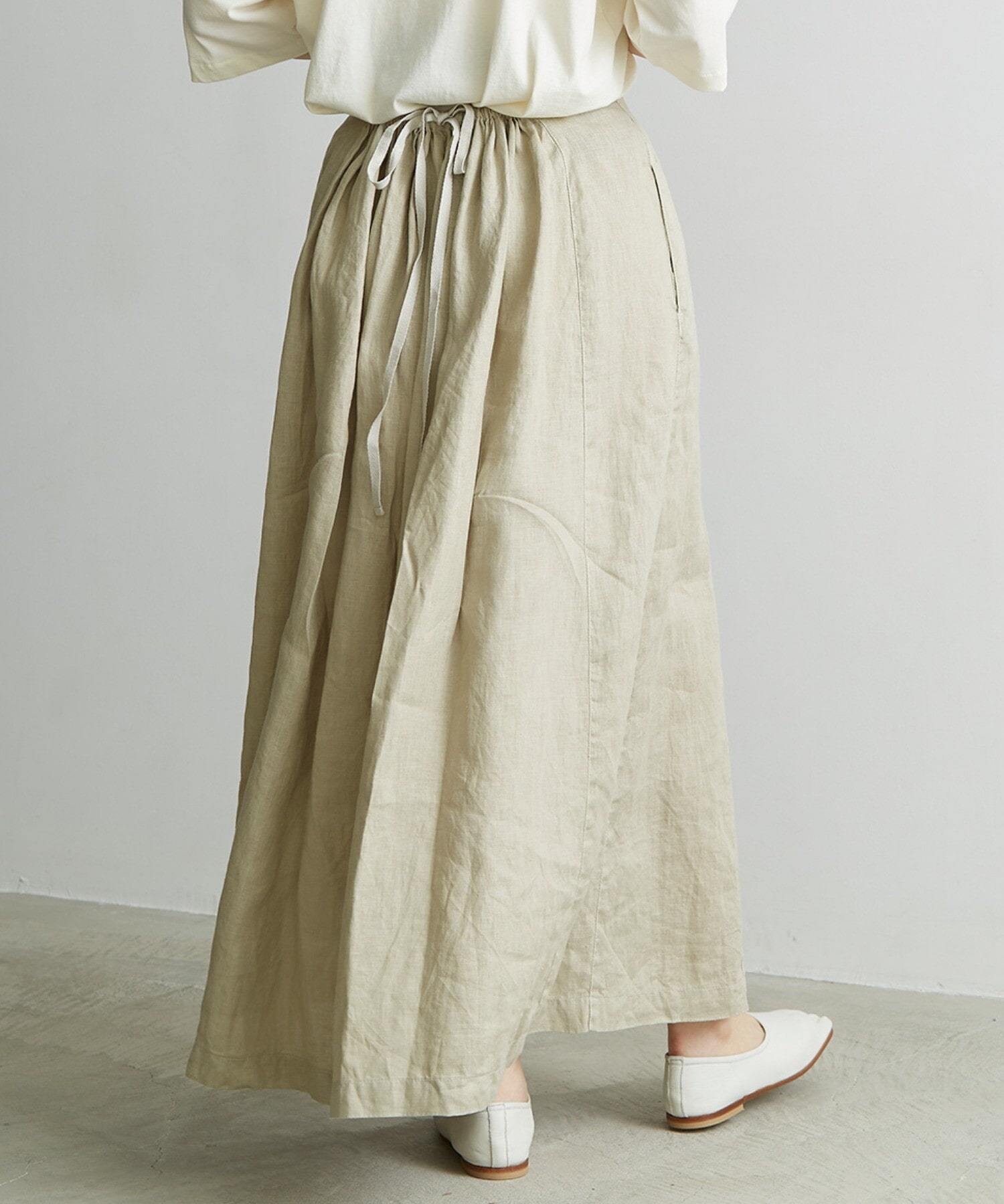 ARGUE LINEN WASHABLE FLARE-SKIRT/WHITE | ilhotesul.com.br