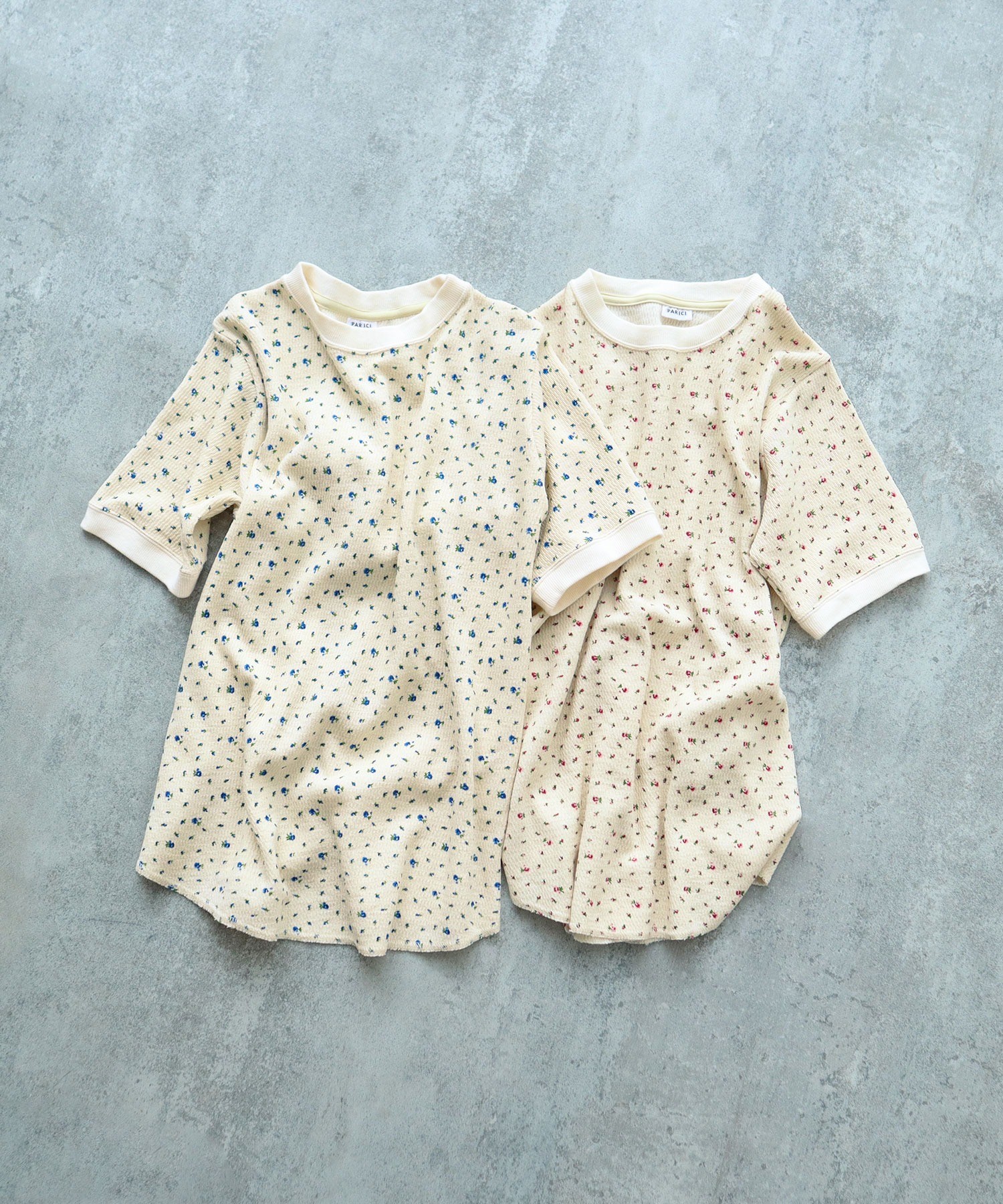tシャツ USEDサーマル小花プリント 半袖Tシャツ レディース AMBIDEX Store ○USEDサーマル小花プリント 半袖Tシャツ(F アカ
