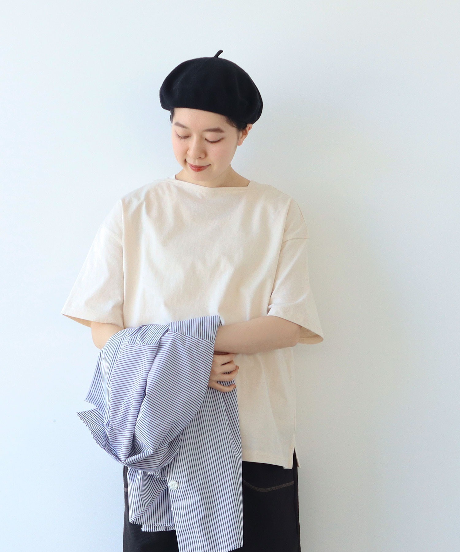tシャツ ventblanc:コットンリネン天竺ボートネックTEE レディース vent blanc tシャツ ventblanc:コットンリネン天竺ボートネック