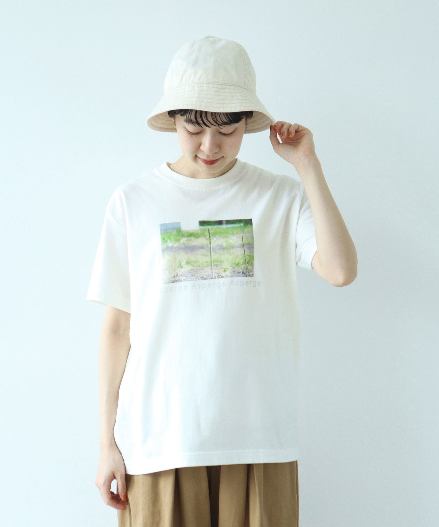 あれたべよー AMBIDEX Store ○Asperge print Tシャツ(F シロ): PAR ICI