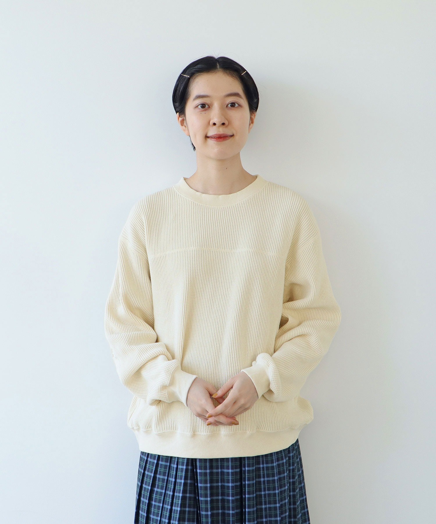 エルベ AMBIDEX Store ○ワッフル エルボーパッチプルオーバー(F キナリ