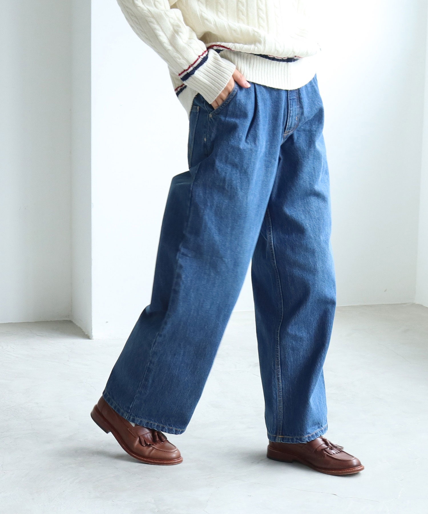 AMBIDEX Store △○12.5OZデニム タックパンツ(M サックス): PAR ICI