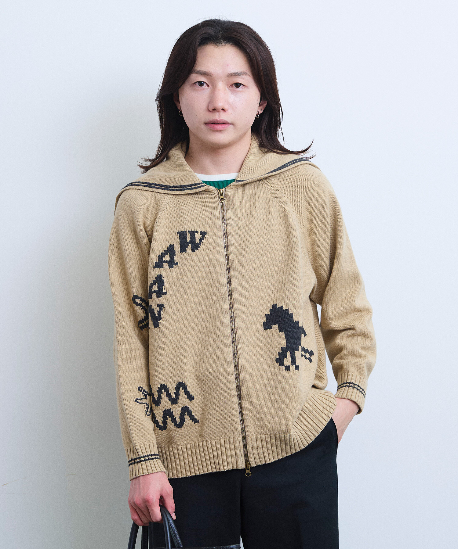 AMBIDEX Store 【予約販売】〇SAILOR COLLAR ニットブルゾン(F NAVY