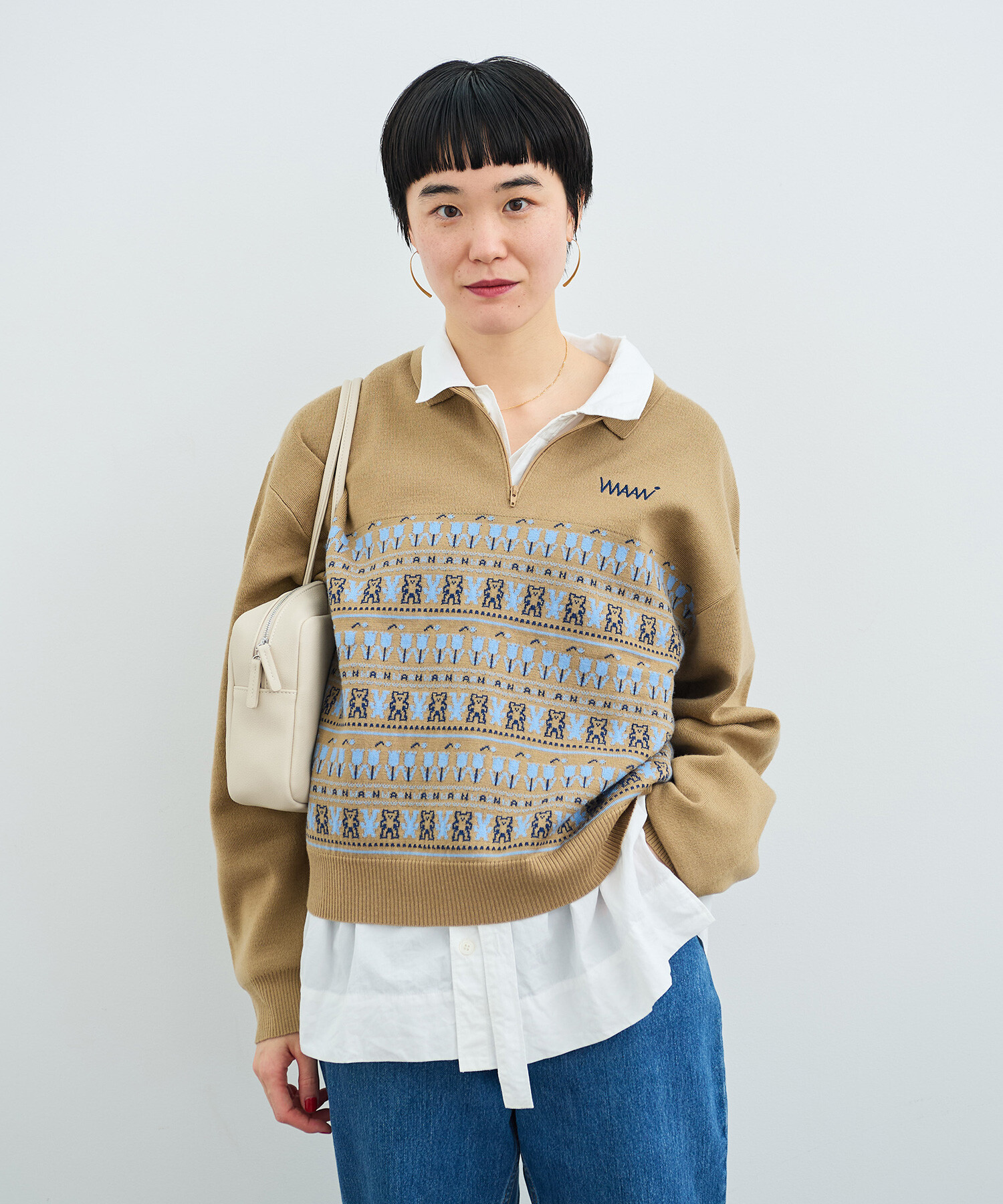 AMBIDEX Store 〇WAAN JACQUARD ハーフジップブルゾン(F GRAY