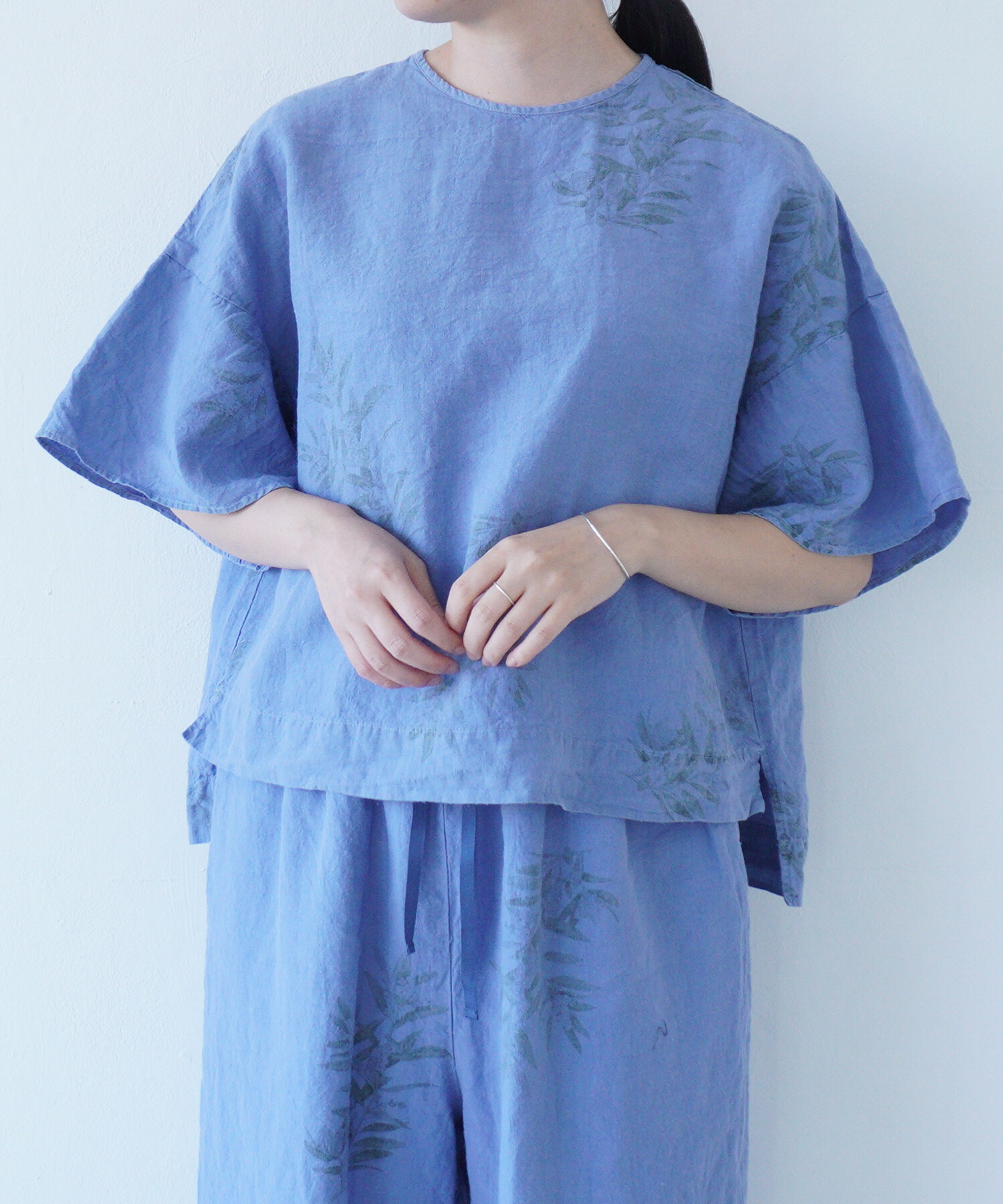 AMBIDEX Store ○olive flower print ブラウス(F アオ): FLAT