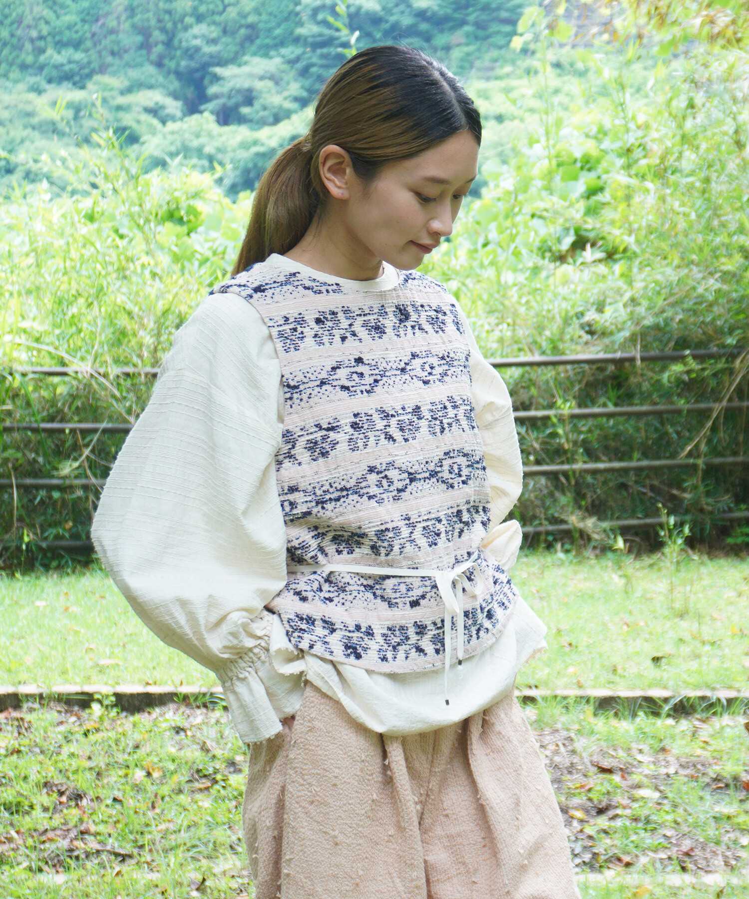 yaaksページ AMBIDEX Store △〇mix yarn jacquard ベスト(F ピンク): FLAT