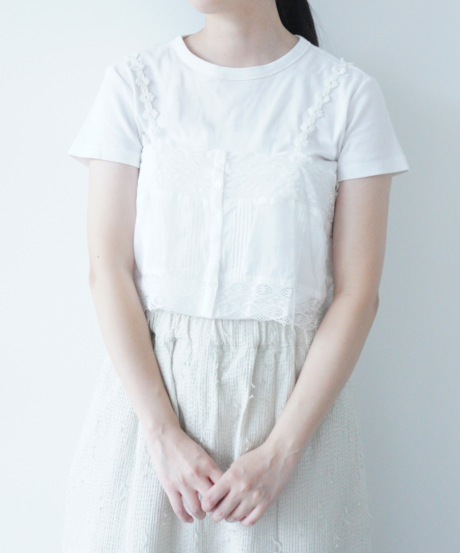 AMBIDEX Store △〇lace pin tuck キャミ(F チャコールグレー